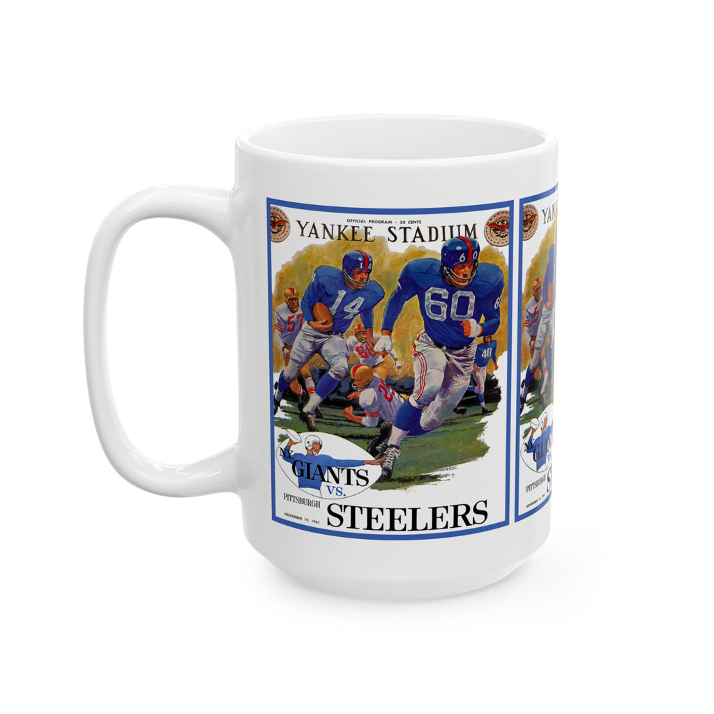 1961 Vintage Football Game Ceramic Mug — 'Giants vs Steelers' Yankee Stadium Poster (11oz/15oz)