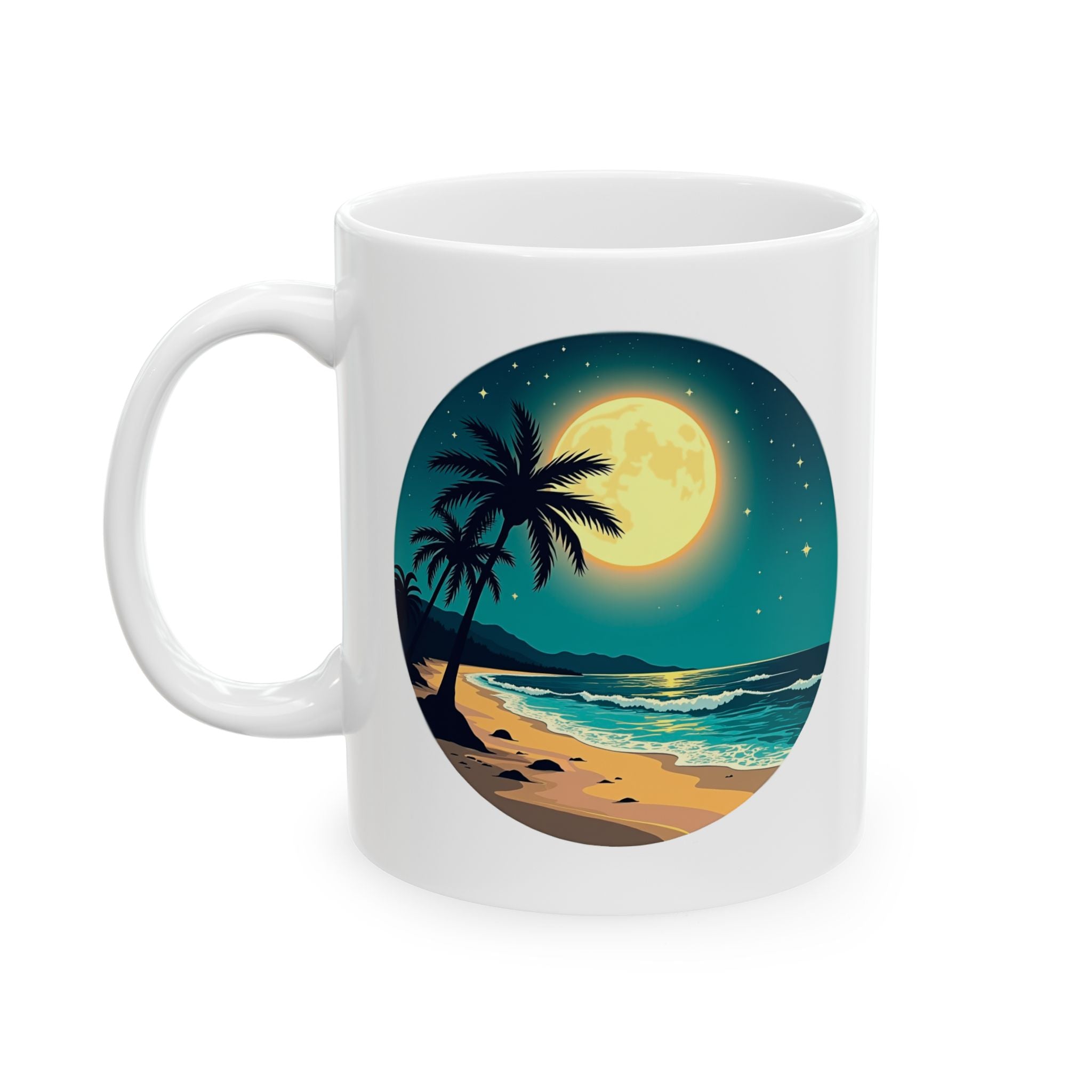 Moonlight Hawaii Ceramic Mug - Tropical Island Coffee Cup, Aloha Tea Mug, Hawaiian Gift, Beach Lover Souvenir, Summer Vacation Drinkware