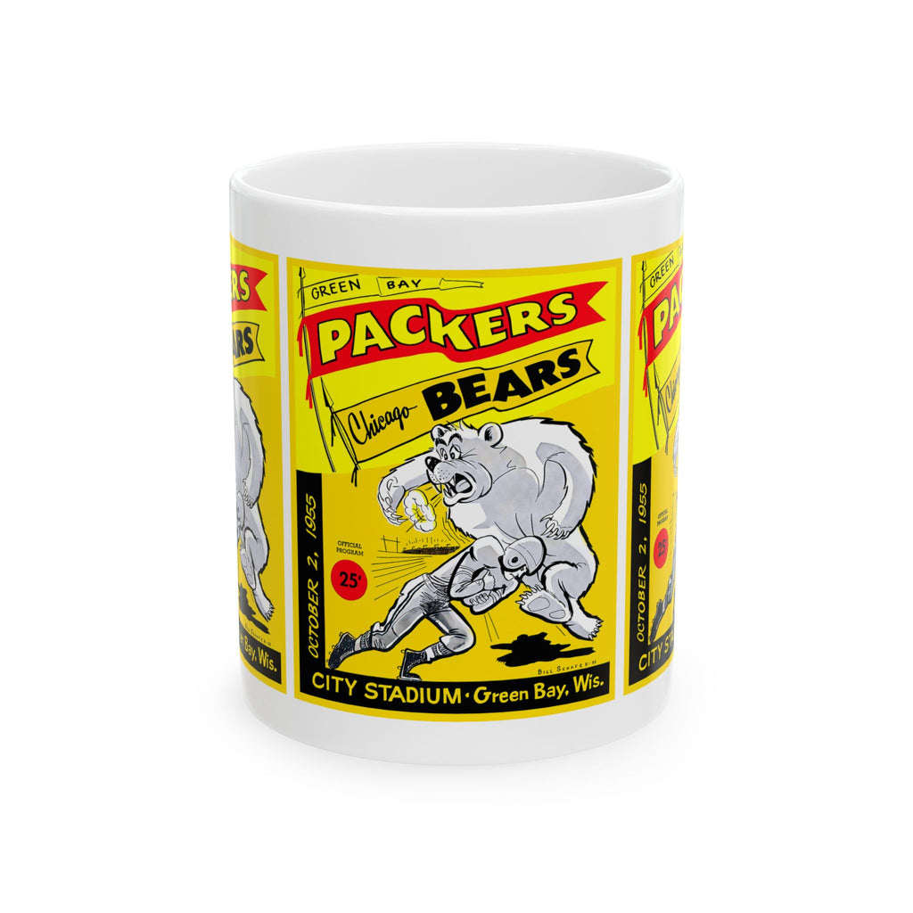 Sports Fan Ceramic Mug, 1955 Chicago Bears Green Bay Packers Football Team Gift, 11oz 15oz Cup, Football Decor, Coffee Tea Cup