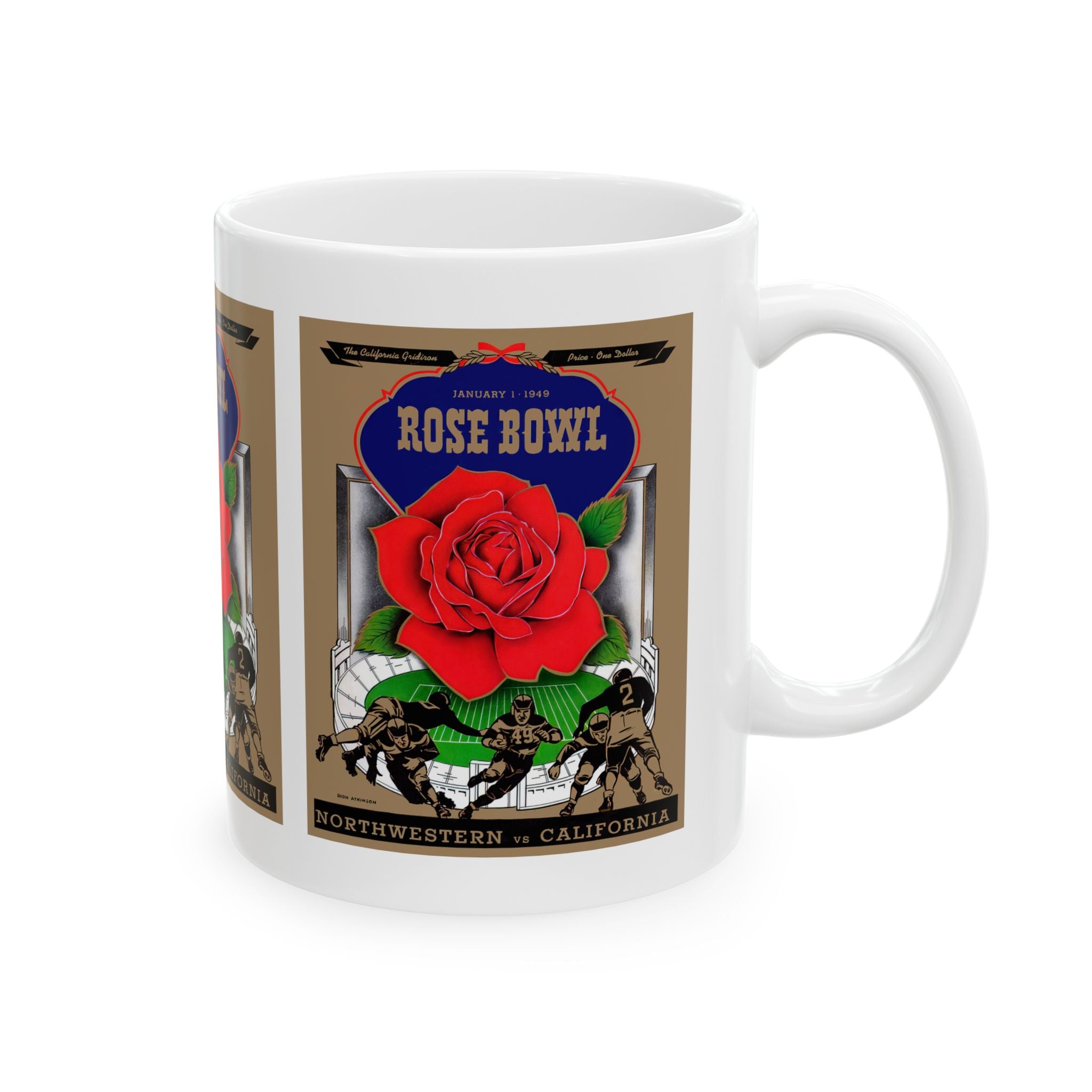 1949 Vintage Rose Bowl - Northwestern Wildcats - California Bears Football Program Cover - Ceramic Mug, 11oz