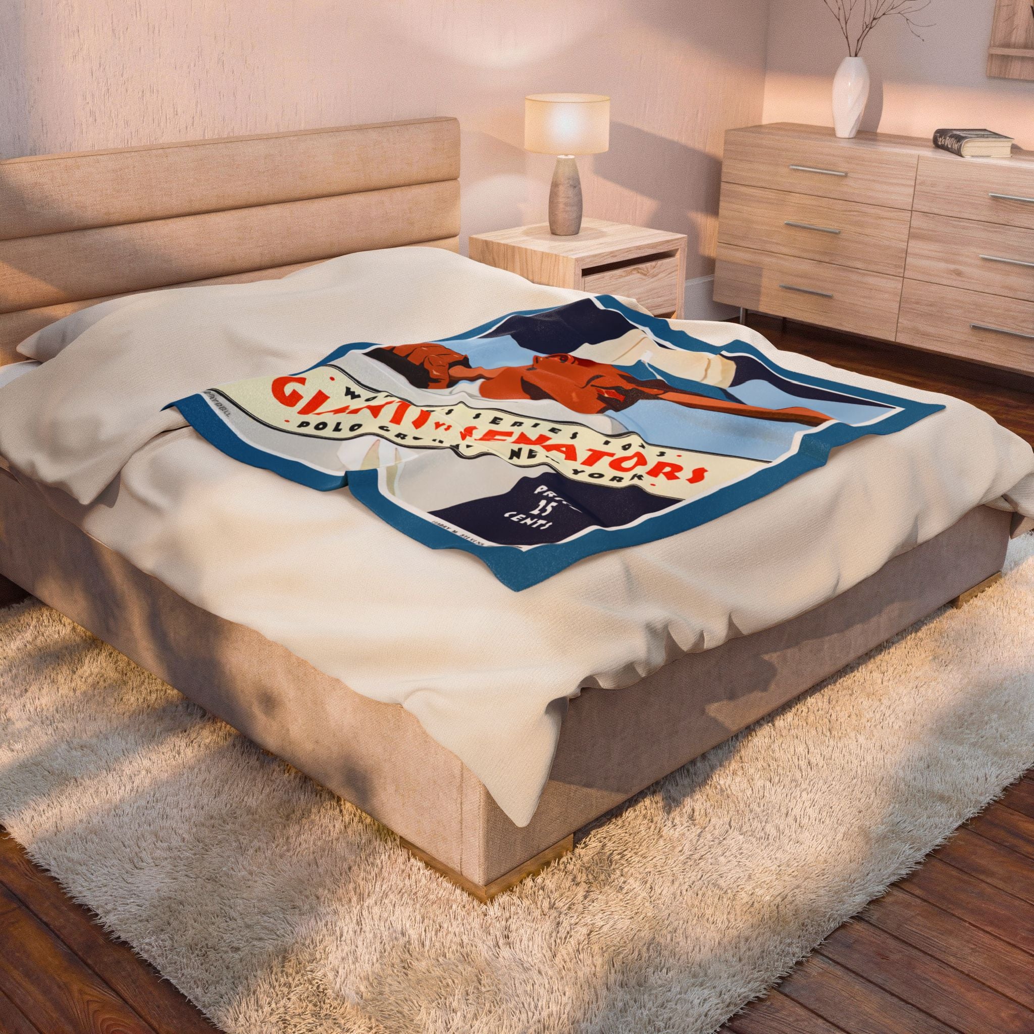 Throw Blanket, Vintage 1933 World Series Baseball New York Giants Washington Senators, Home Decor, Gift for Baseball Fans, Sports Lover