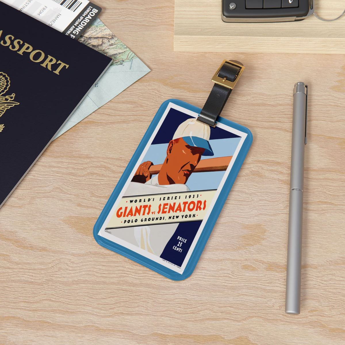 1933 Baseball World Series Giants - Senators Program Luggage Tag  - Retro Sports Travel ID