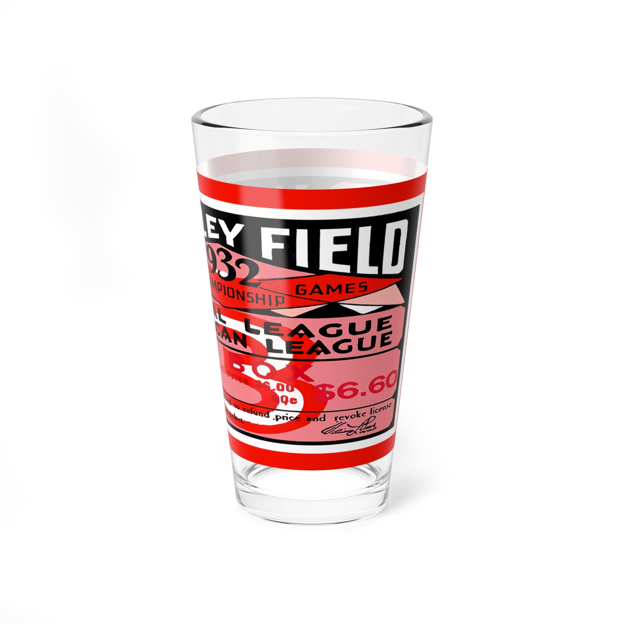Mixing Glass, 16oz - 1932 Vintage Chicago Cubs - New York Yankees Baseball World Series Ticket, Gift for Sports Fans, Baseball Memorabilia,