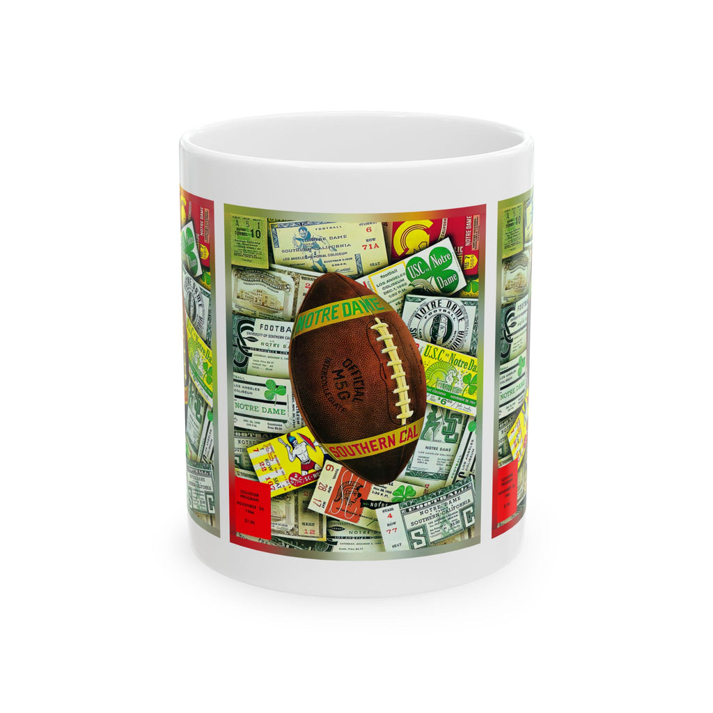 1966 Vintage USC Trojans - Notre Dame Fighting Irish Football Program Cover - Ceramic Mug, 11oz