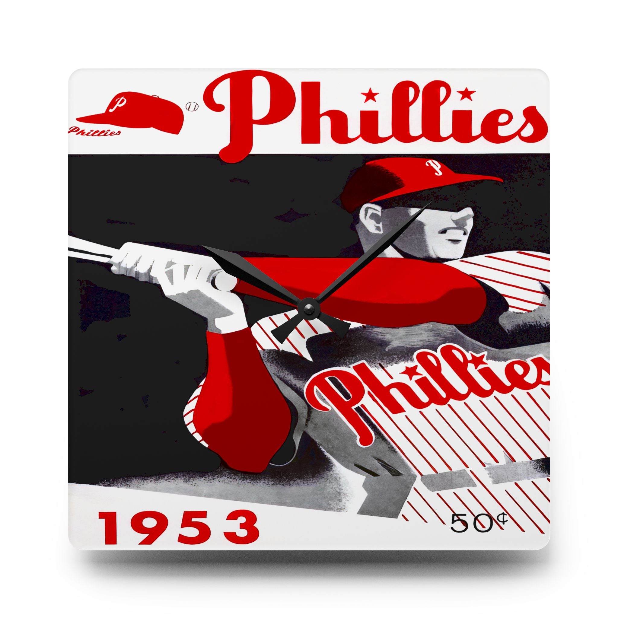 1953 Vintage Philadelphia Baseball Yearbook Cover - Acrylic Wall Clock