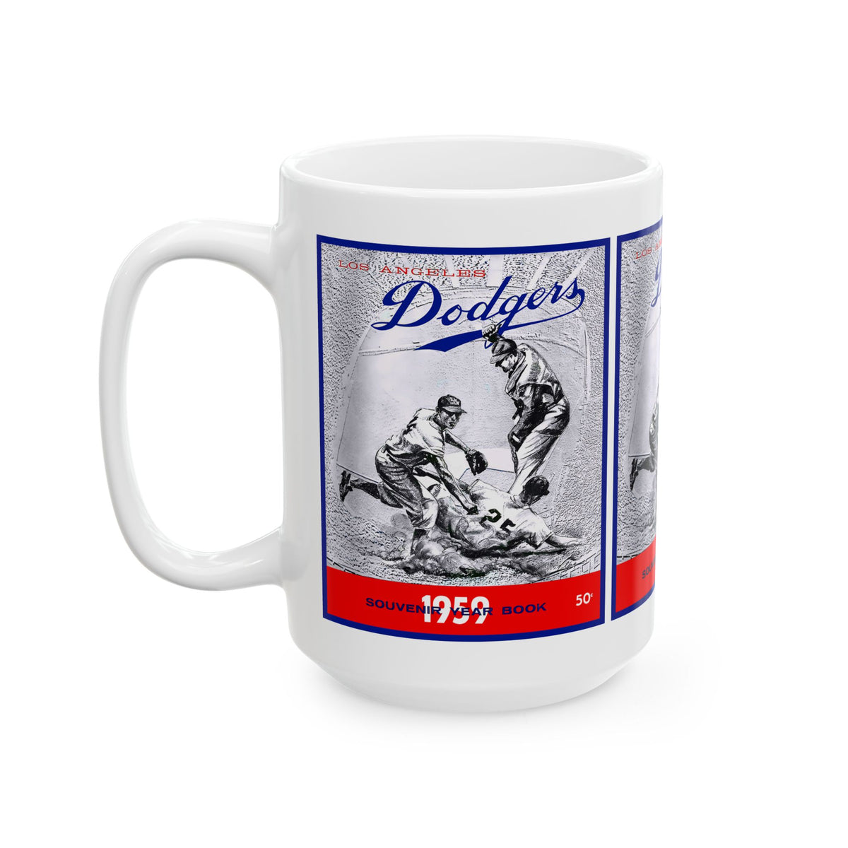 Ceramic Mug, 1959 Baseball Dodgers Yearbook Design, Sports Fan Gift, Baseball Lover Cup, Vintage Yearbook Theme Mug, Baseball Memorabilia