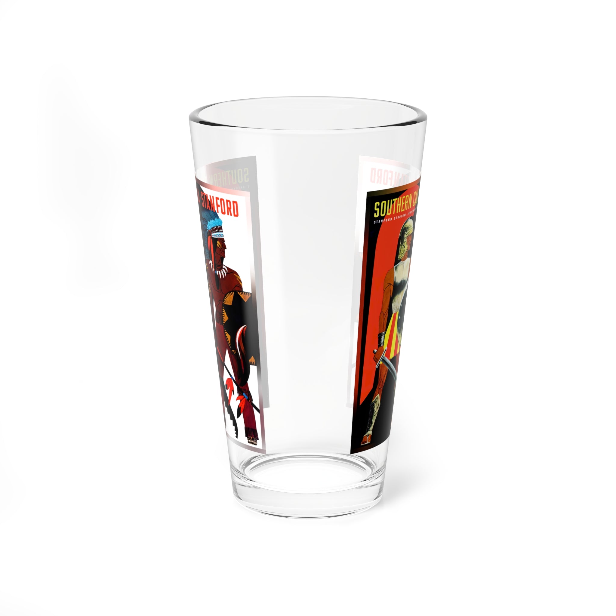 Mixing Glass, 16oz - Vintage 1950 Football Southern California-Stanford, Sports Barware, Drinking Glass, Cocktail Mixer, Gift for Sports
