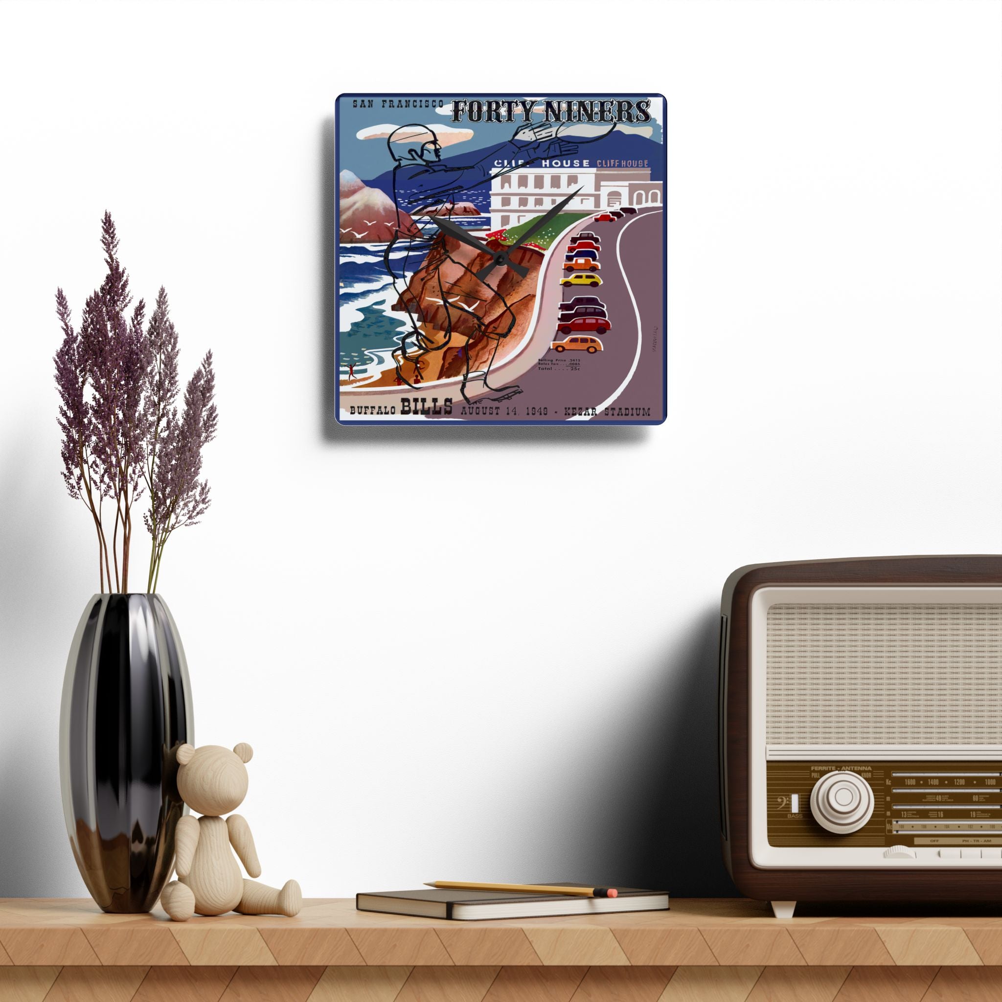1949 Vintage San Francisco 49ers - Buffalo Bills - Football Program Cover - Acrylic Wall Clock