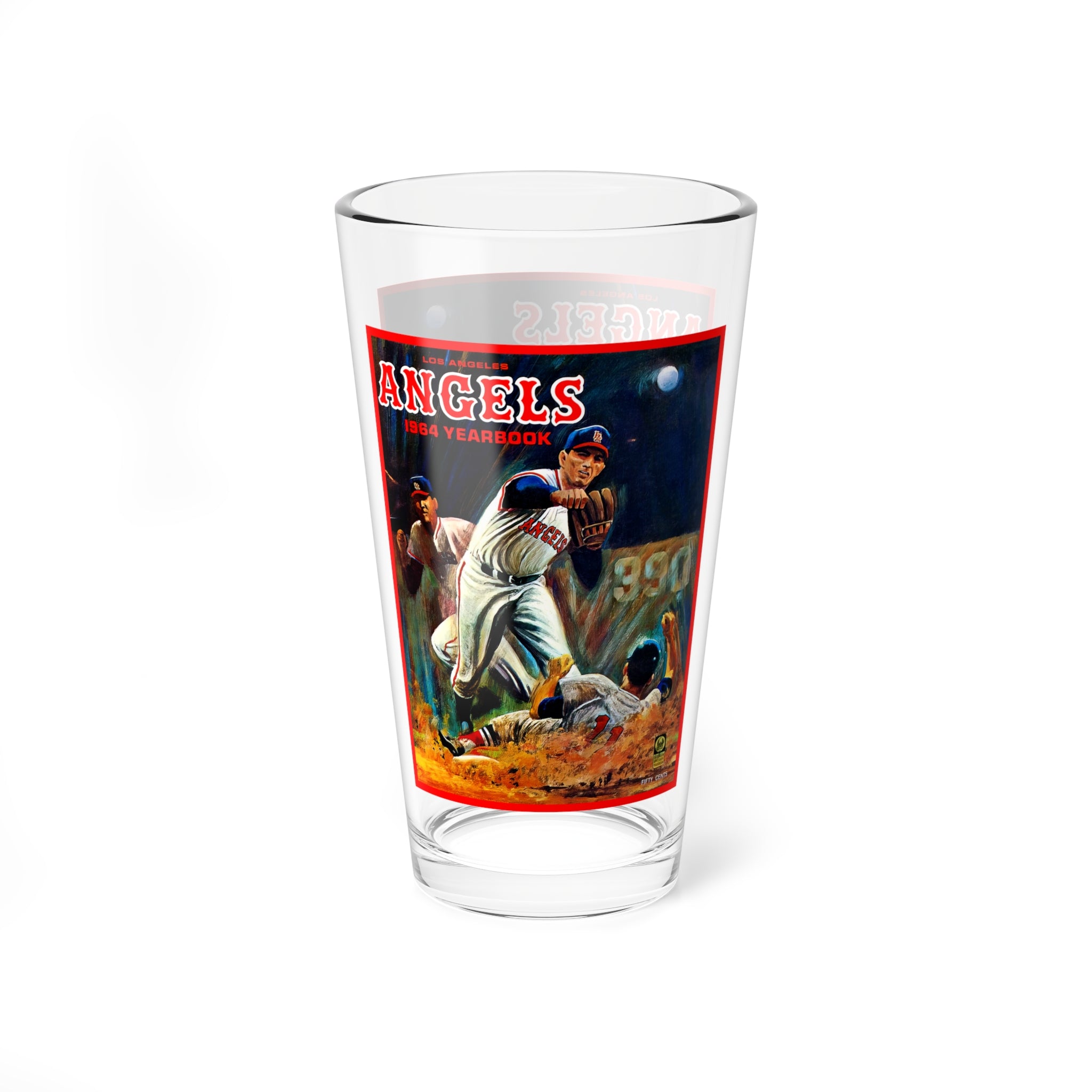 Mixing Glass, 16oz - 1964 Baseball Los Angeles Angels Yearbook, Vintage Barware Gift, Sports Memorabilia Decor, Baseball Fan Glassware,