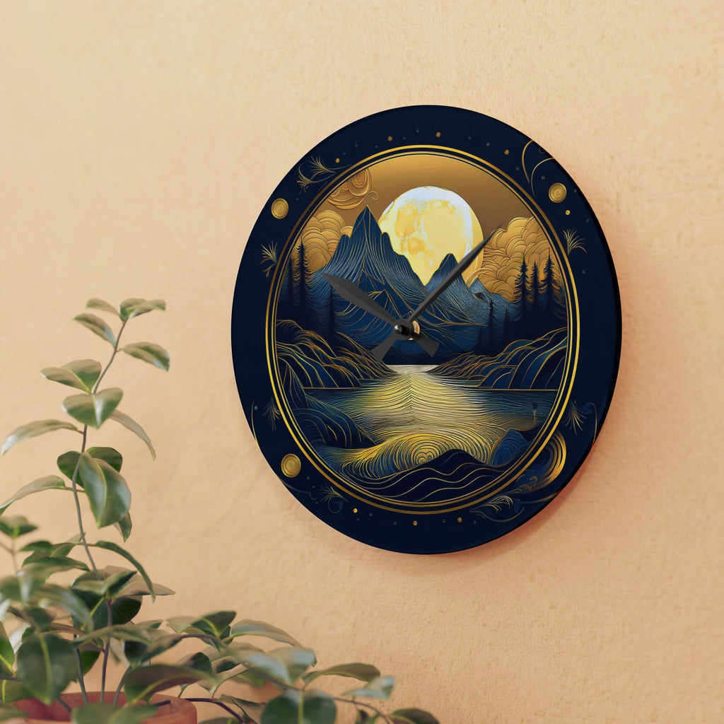 Moonlight Mystic Wall Clock, Celestial Decor, Night Sky, Silver Moon Clock, Gift for Astronomy Lover, Unique Home Decor