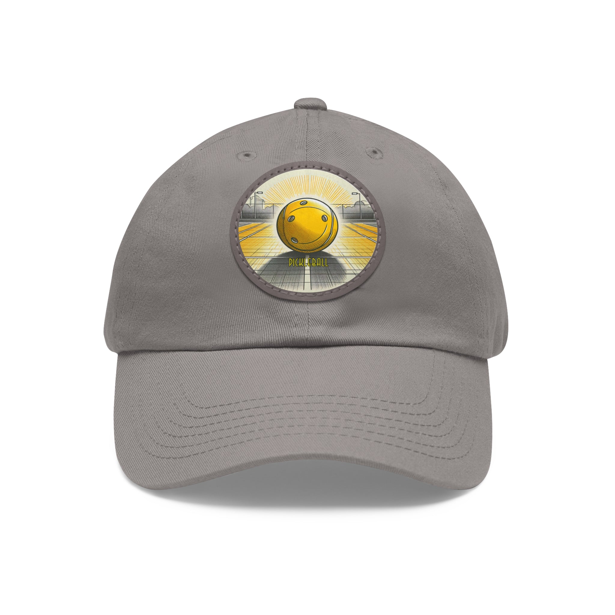 Pickleball - Dad Hat with Leather Patch (Round)