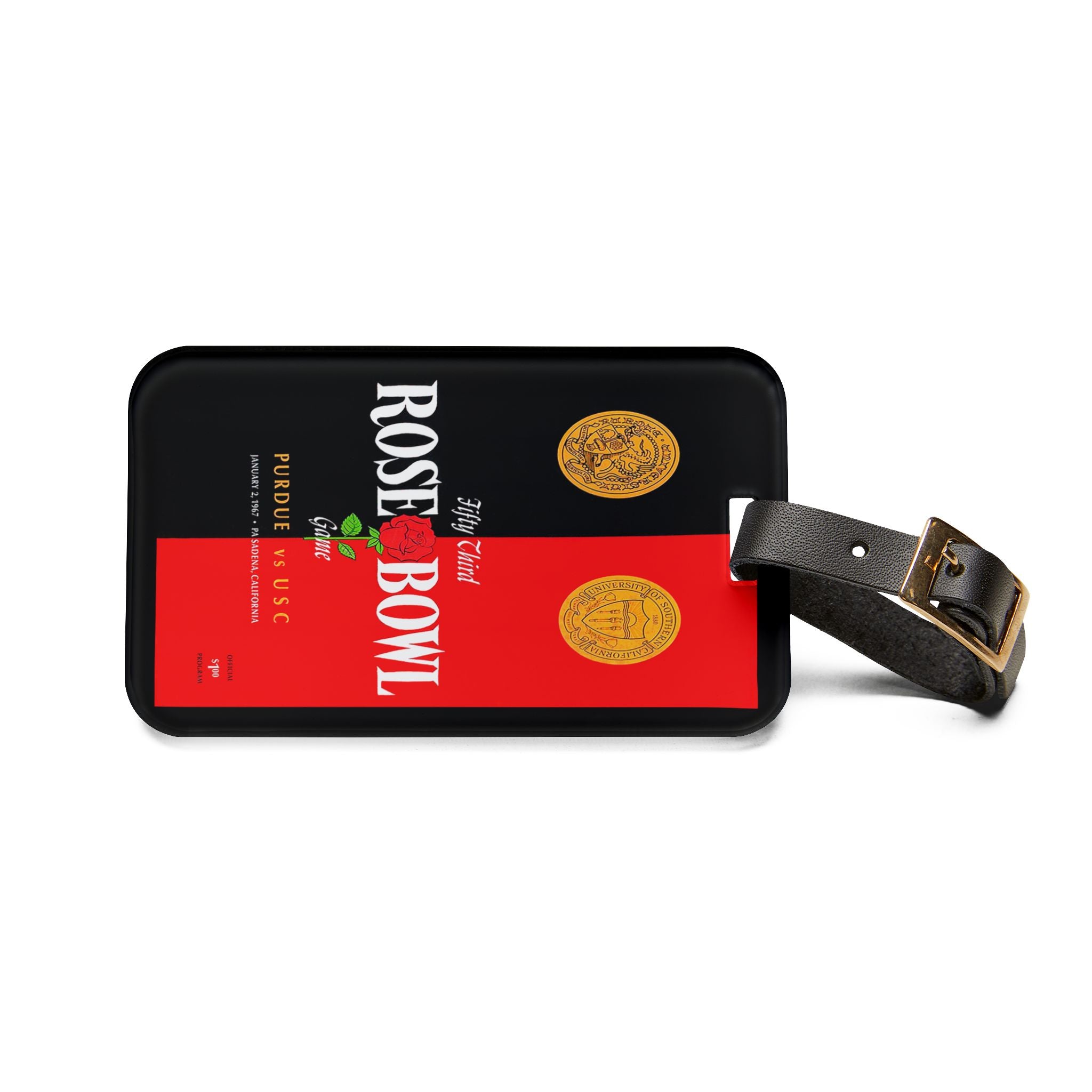 1967 Football Rose Bowl Luggage Tag | Vintage Football Travel ID