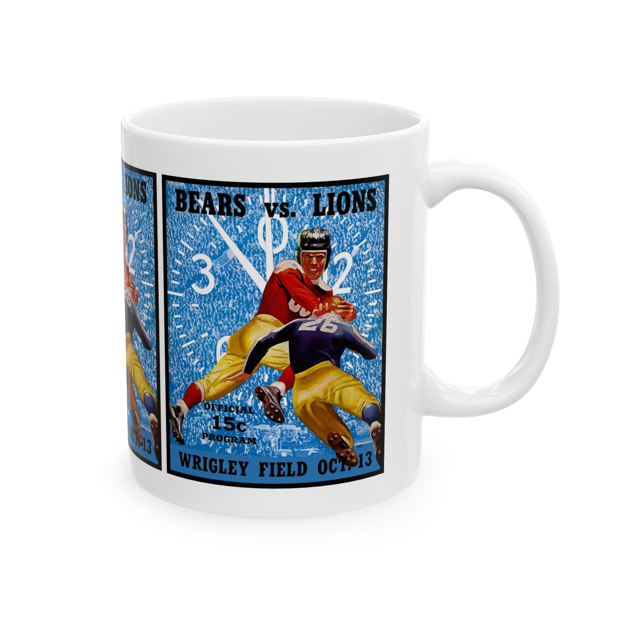 Football Ceramic Mug, 1940 Chicago Bears Detroit Lions Cup for Football Fans, Sports Enthusiasts, Father's Day Gift, Birthday Present