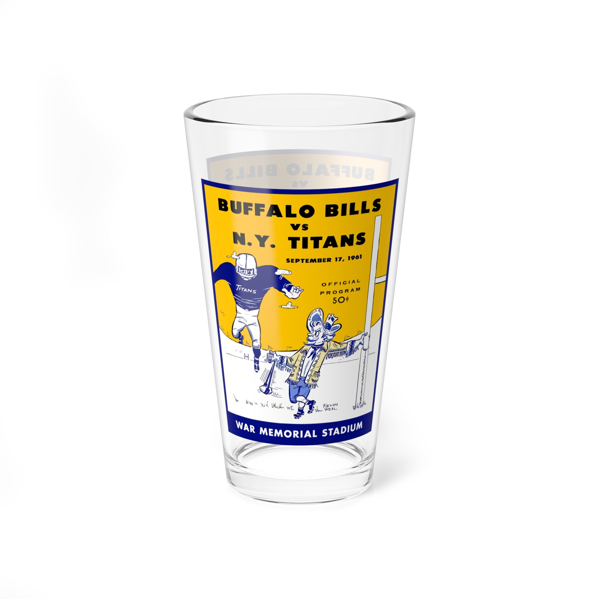 Mixing Glass, 16oz - Vintage 1961 Football Buffalo Bills-New York Titans, Collectible Barware, Sports Memorabilia, Gift for Sports Fans, Man