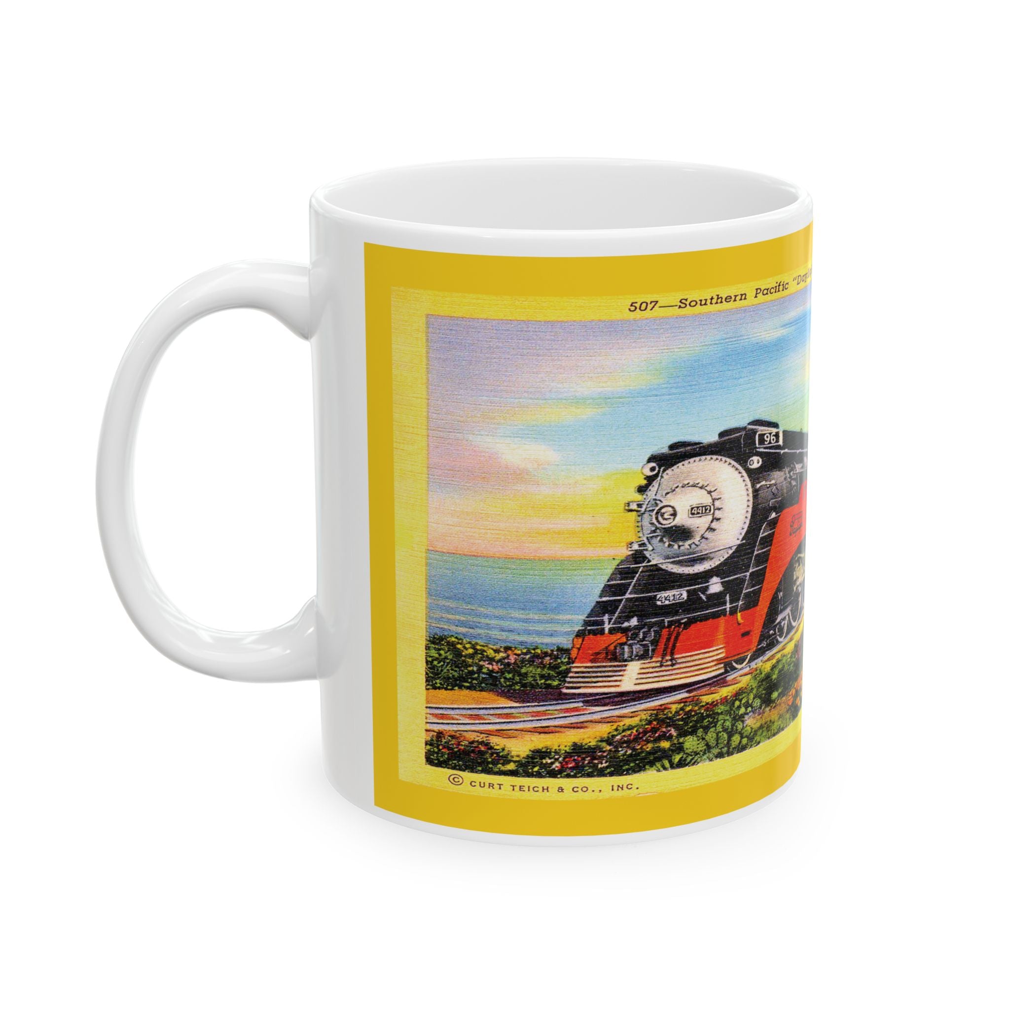 Vintage Southern Pacific Railroad Postcard Ceramic Mug, 11oz, 15oz - Daylight Coastline, Gift for Train Enthusiasts, Railroad