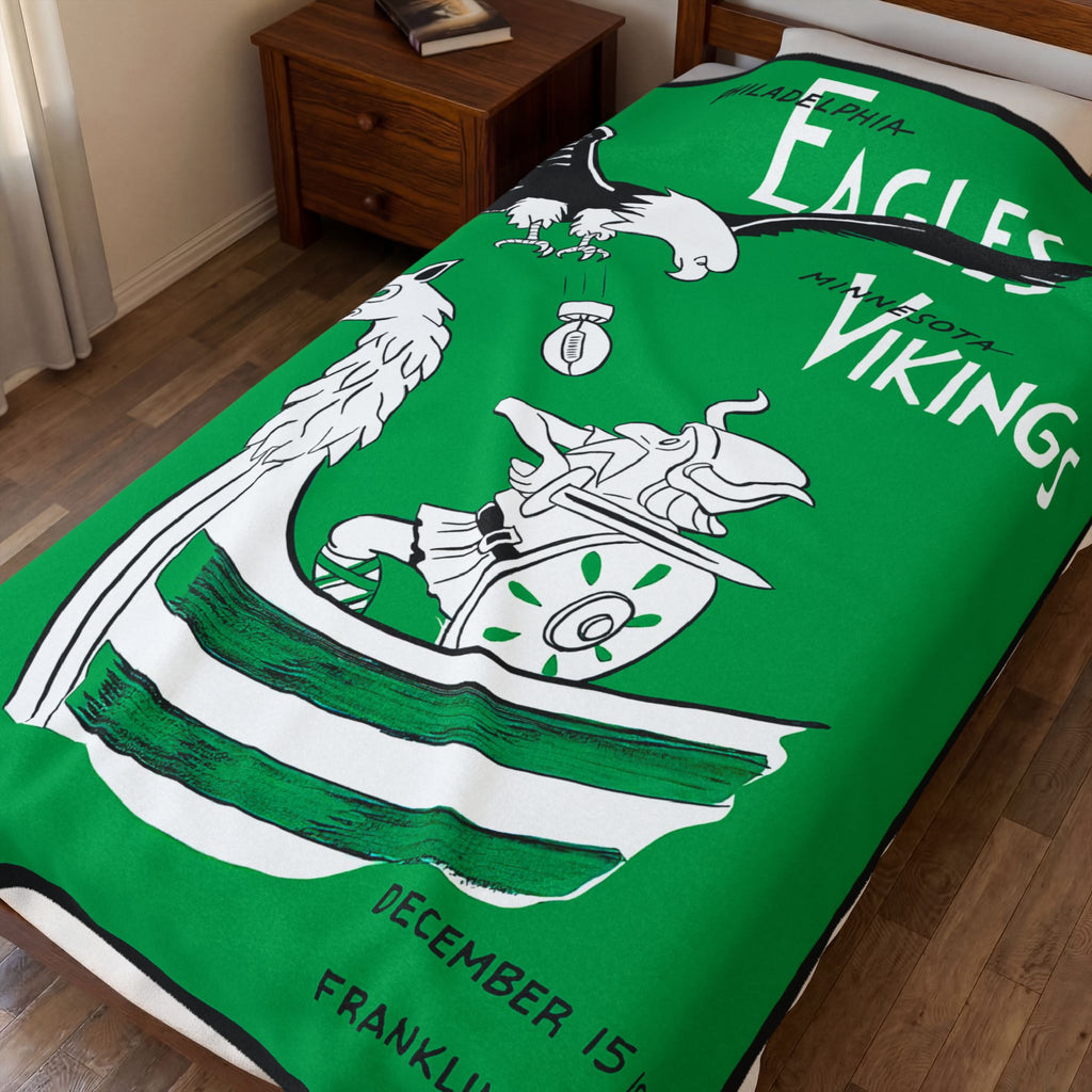Velveteen Throw Blanket, 1963 Football Minnesota Vikings Philadelphia Eagles, Sports Fan Gift, Game Day Decor, Man Cave Decor