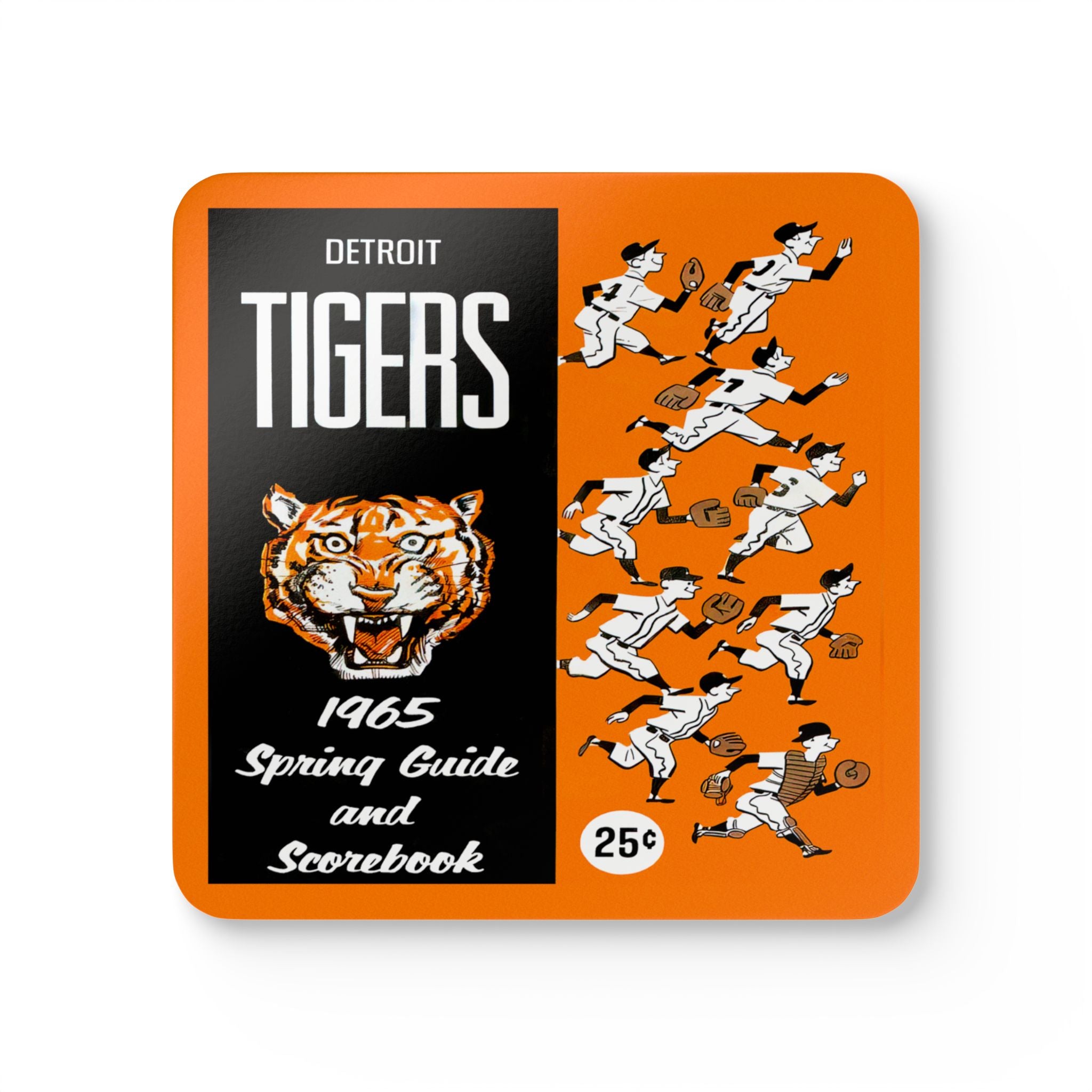 1965 Vintage Detroit Tigers Spring Guide Scorecard Cover- Corkwood Coaster Set