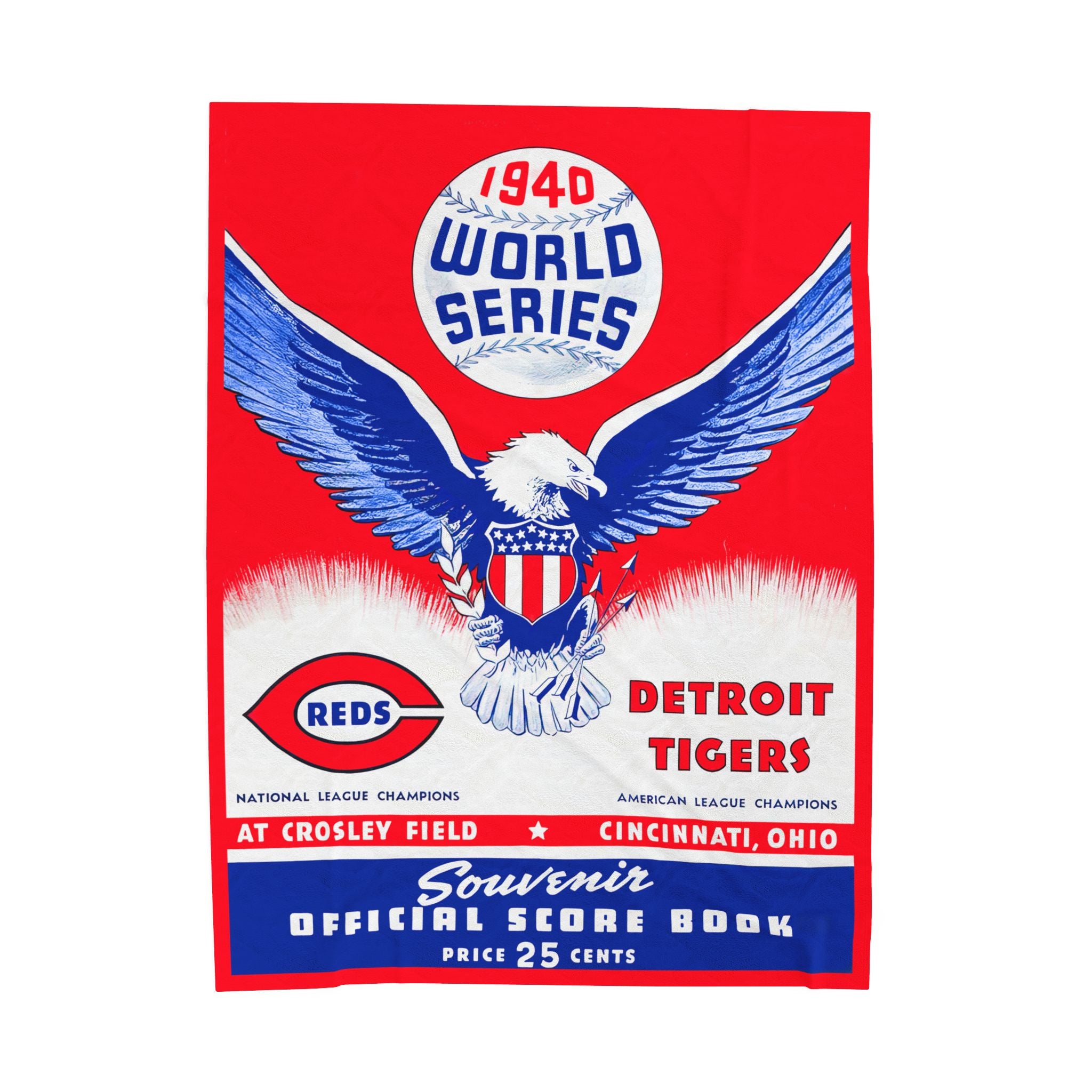 Vintage Detroit Tigers Velveteen Plush Blanket - 1940 Baseball World Series Program Cover, Soft Throw Blanket, Sports Fan Gift, Home Decor,