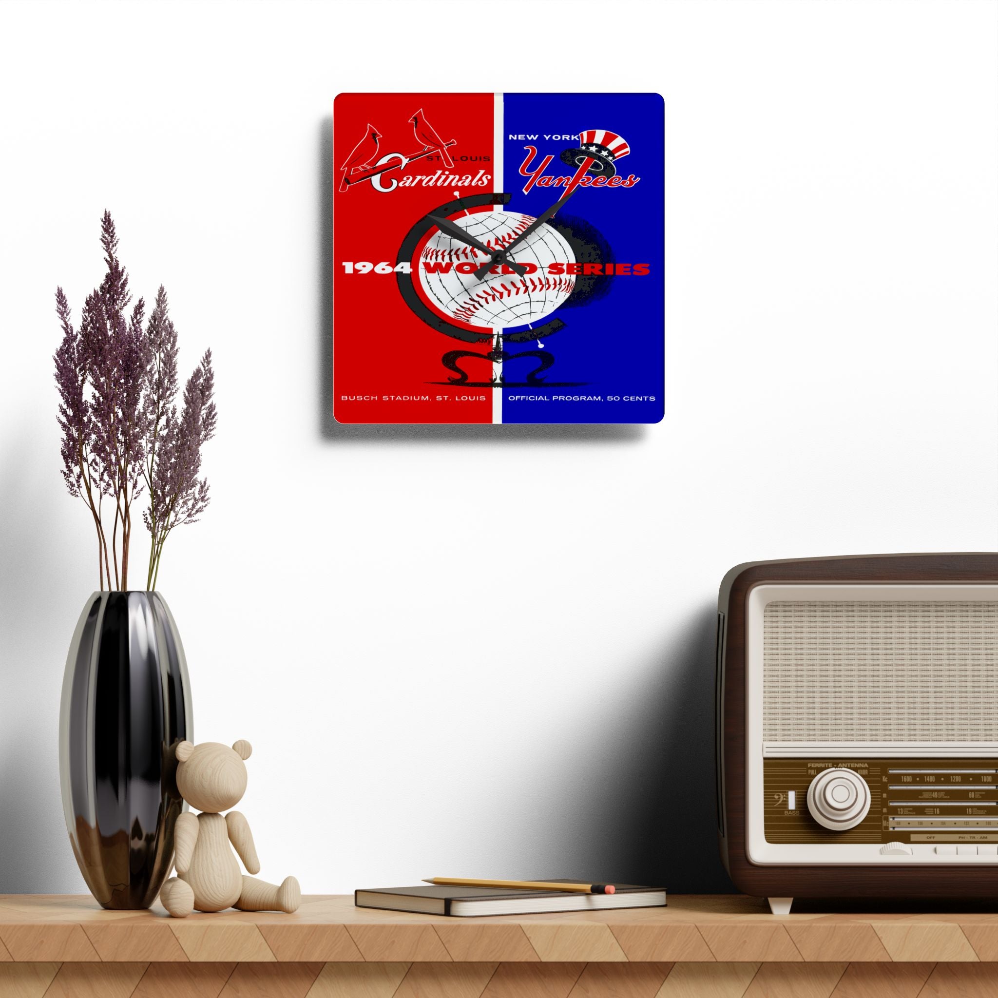 1964 Vintage New York Yankees - St Louis Cardinals - Baseball World Series Program Cover- Acrylic Wall Clock