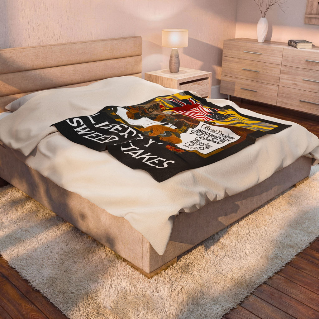 Velveteen Plush Blanket, 1919 Indianapolis 500 Racing, Racing Throw Blanket, Gift for Racing Fans, Cozy Racing Blanket, Home Decor Blanket,