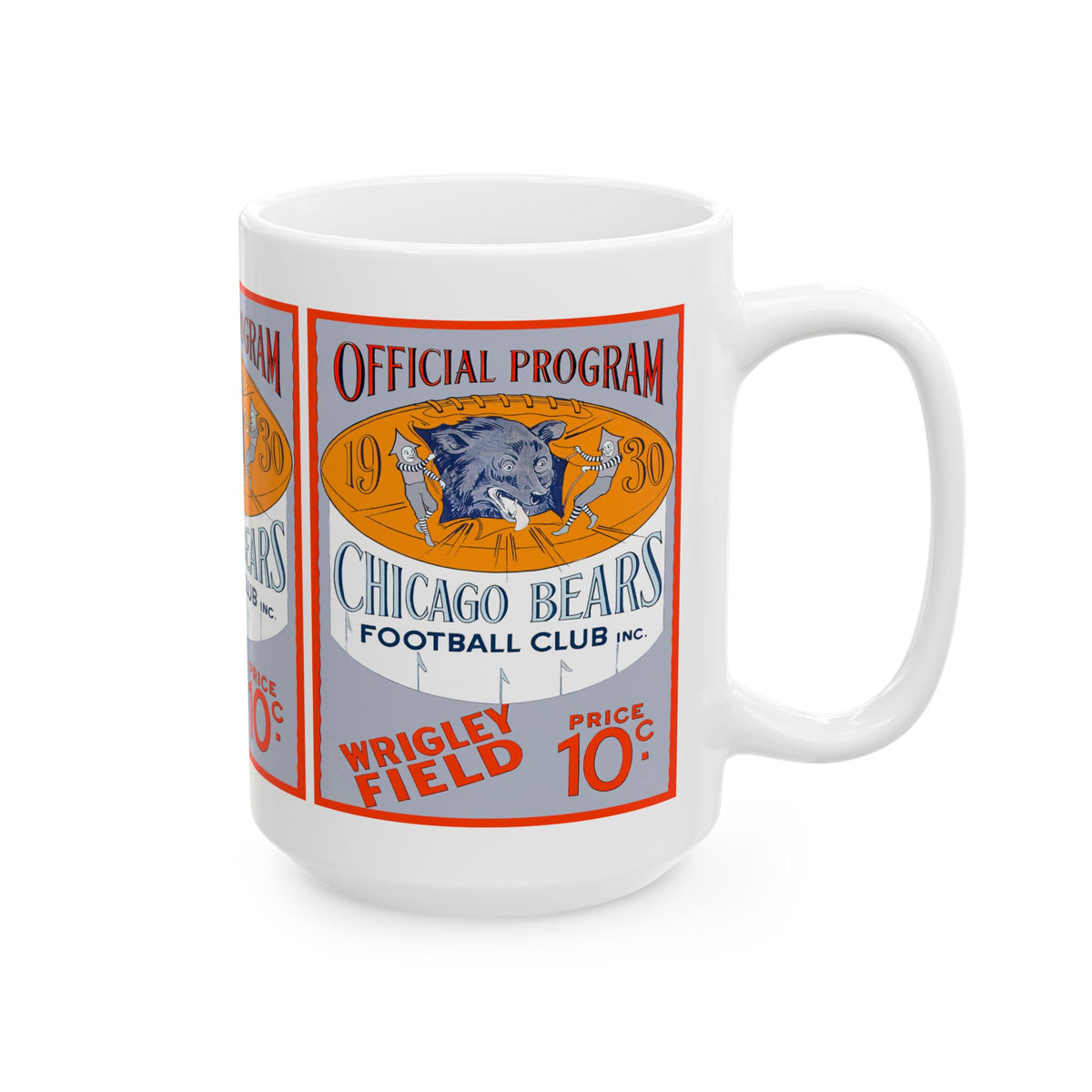 Ceramic Mug, 1930 Vintage Chicago Bears Football Program Cover, Sports Fan Gift, Coffee Cup, Tea Mug, Unique Souvenir, Football Memorabilia,