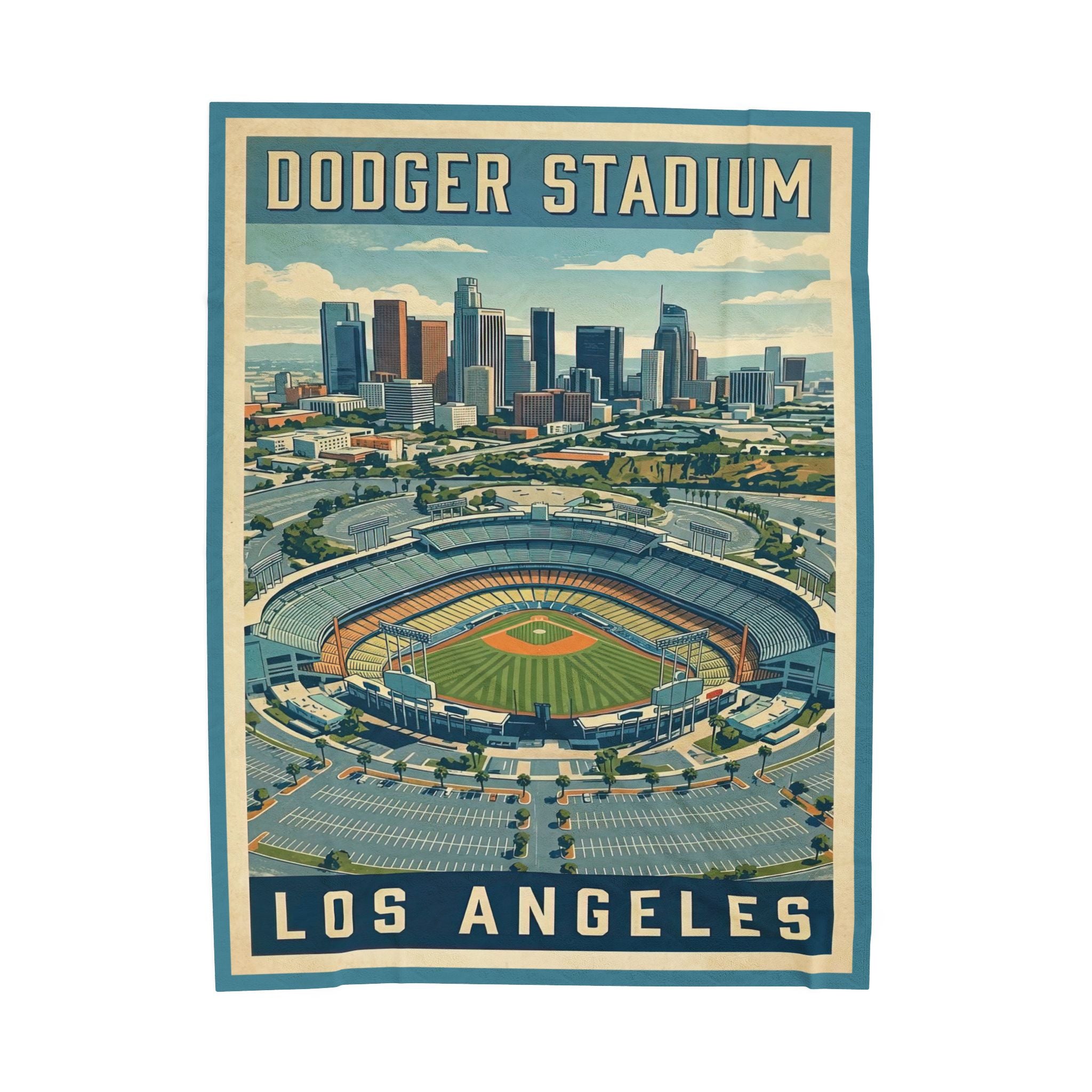 WPA Style Los Angeles Baseball Dodger Stadium Blanket | Velveteen Plush