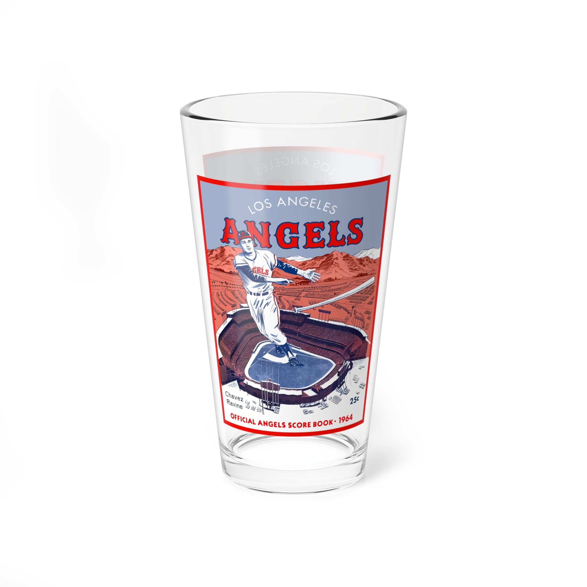 Mixing Glass, 16oz 1964 Baseball Los Angeles Angels - Chavez Ravine, Vintage Sports Barware, Baseball Memorabilia, Baseball Collectible