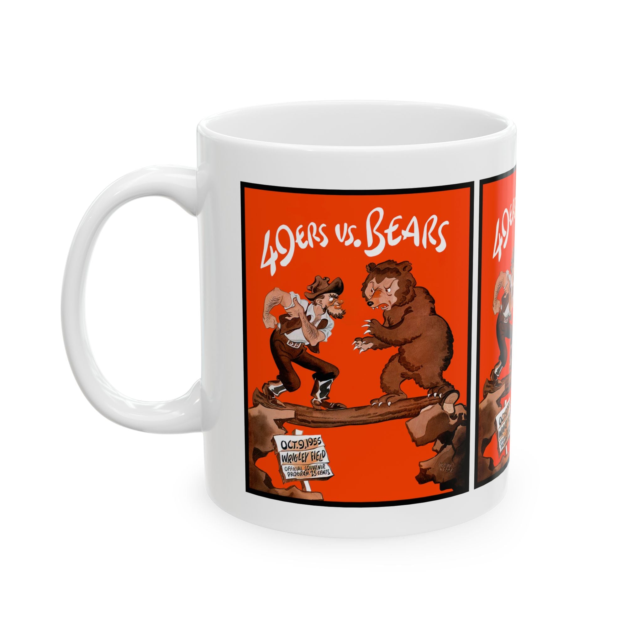 Vintage 1955 Chicago-San Francisco Football Program Ceramic Mug, 11oz - Sports Fan Gift, Coffee Cup, Tea Mug, Retro Sports