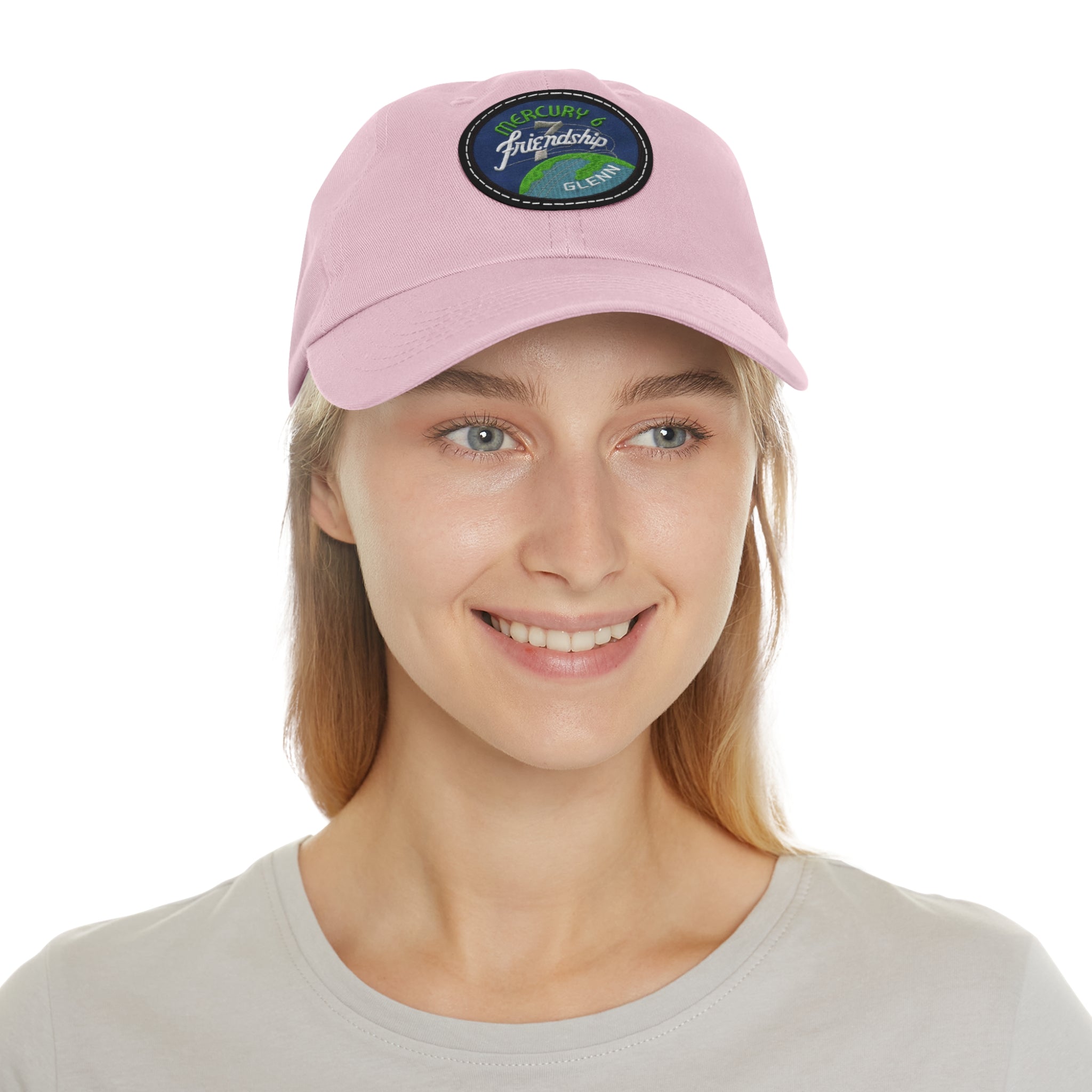 NASA - Mercury 6 - Friendship 7 Flight Patch - Dad Hat with Leather Patch (Round)