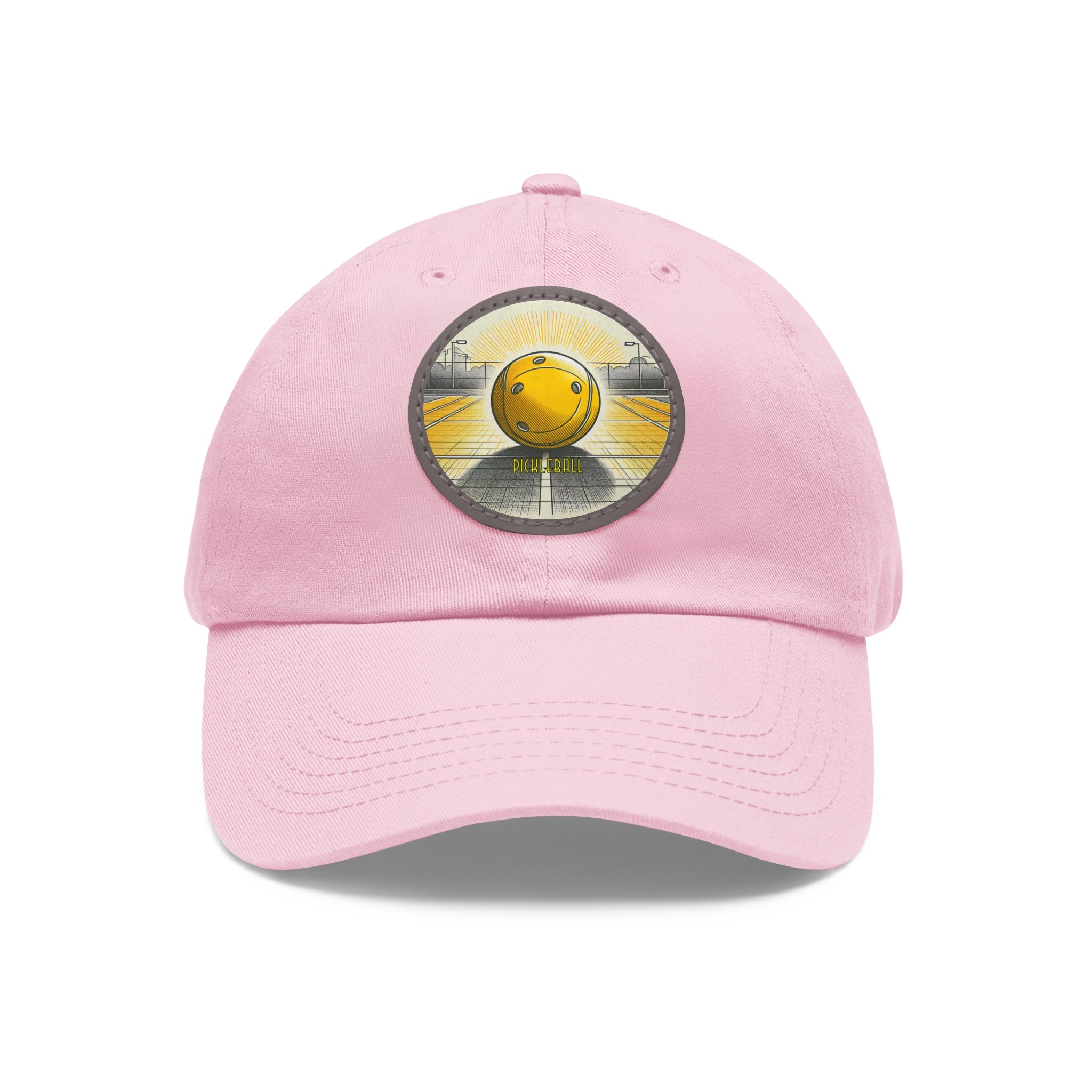 Pickleball - Dad Hat with Leather Patch (Round)
