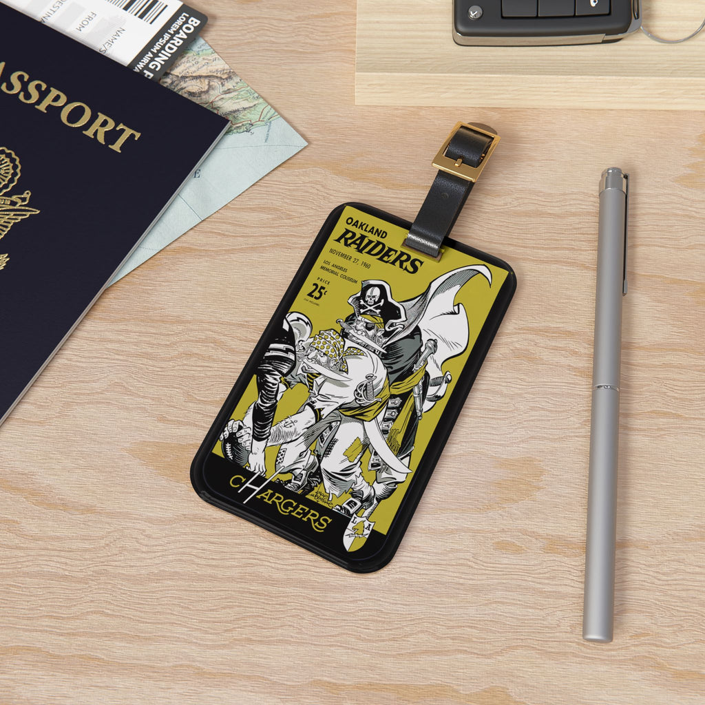 Vintage Football Luggage Tag, 1960 Oakland Raiders-Los Angeles Chargers, Bag Tag, Suitcase Identifier, Travel Accessory, Sports Fan Gift
