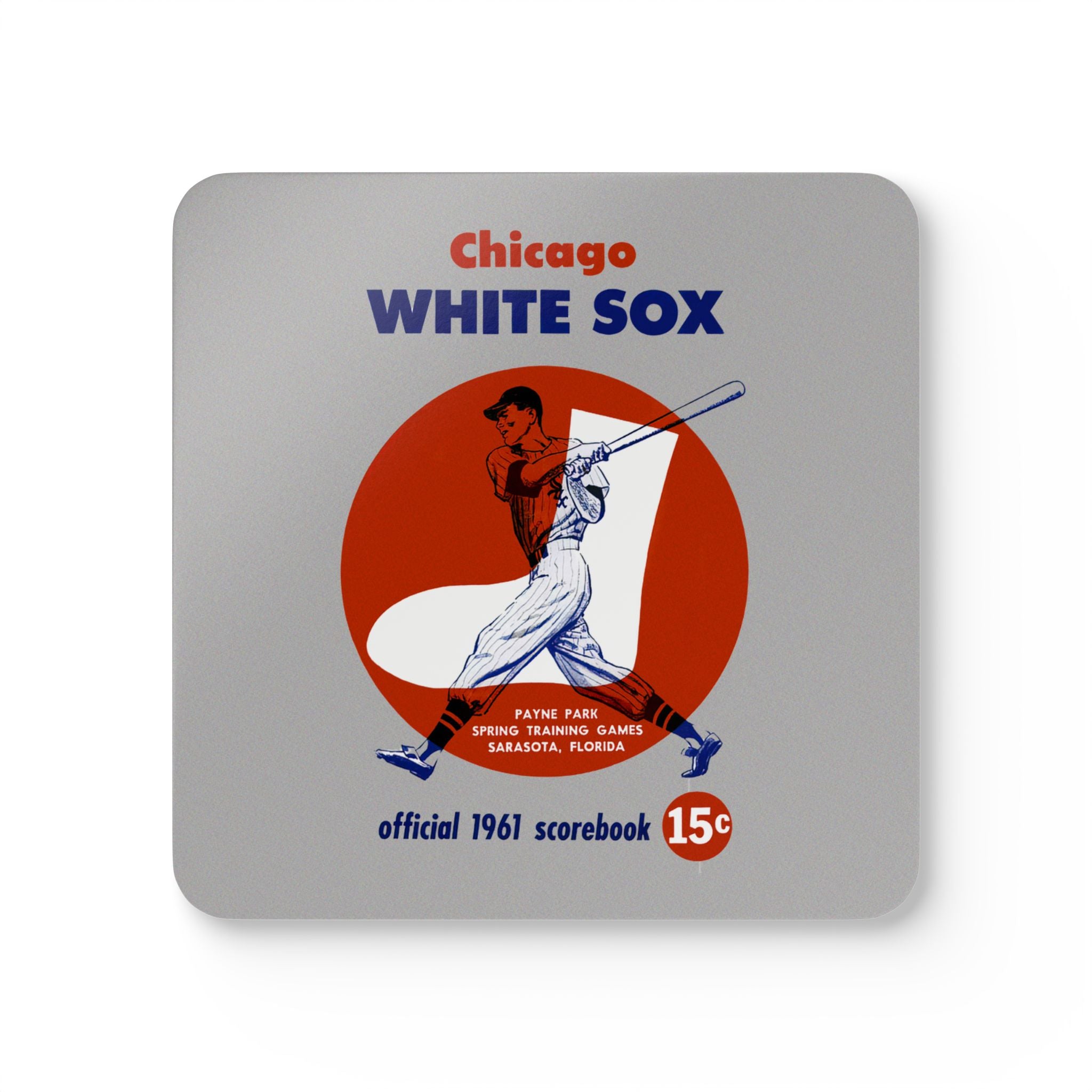 1961 Chicago White Sox Baseball Spring Training Program Cover - Corkwood Coaster Set