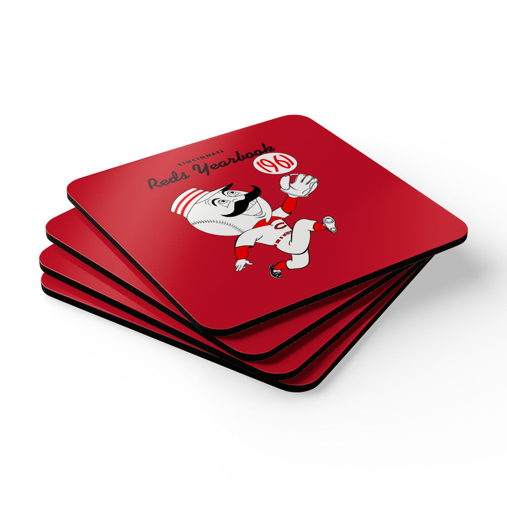 1961 Cincinnati Reds Baseball Yearbook - Corkwood Coaster Set