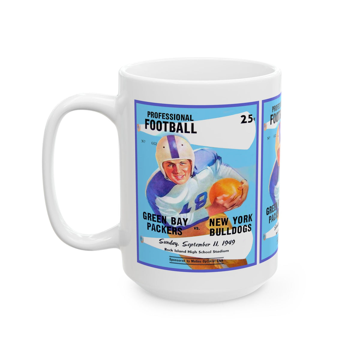 Vintage 1949 Football Packers-Bulldogs Ceramic Mug, Sports Fan Gift, Retro Team Logo Drinkware, Football Memorabilia Coffee Cup, Father's