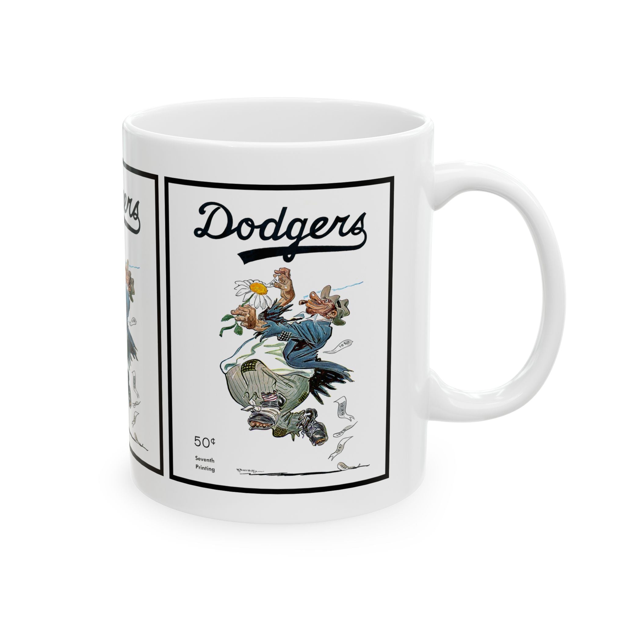 Vintage 1951 Baseball Brooklyn Dodgers Program Ceramic Mug, 11oz 15oz Cup Gift for Sports Fans, Retro Baseball Collector's Item, Coffee Mug