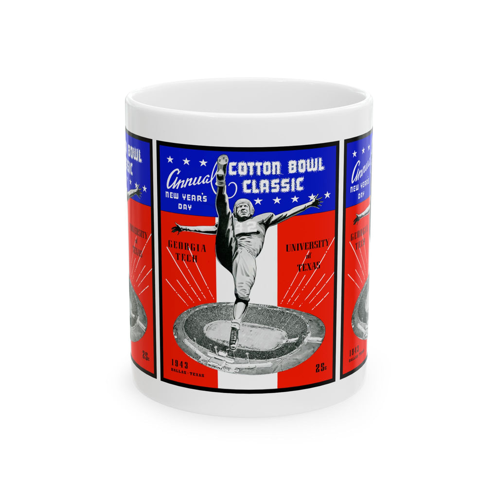 1943 Cotton Bowl Ceramic Mug — Texas vs. Georgia Tech Football Collector 11oz and 15oz