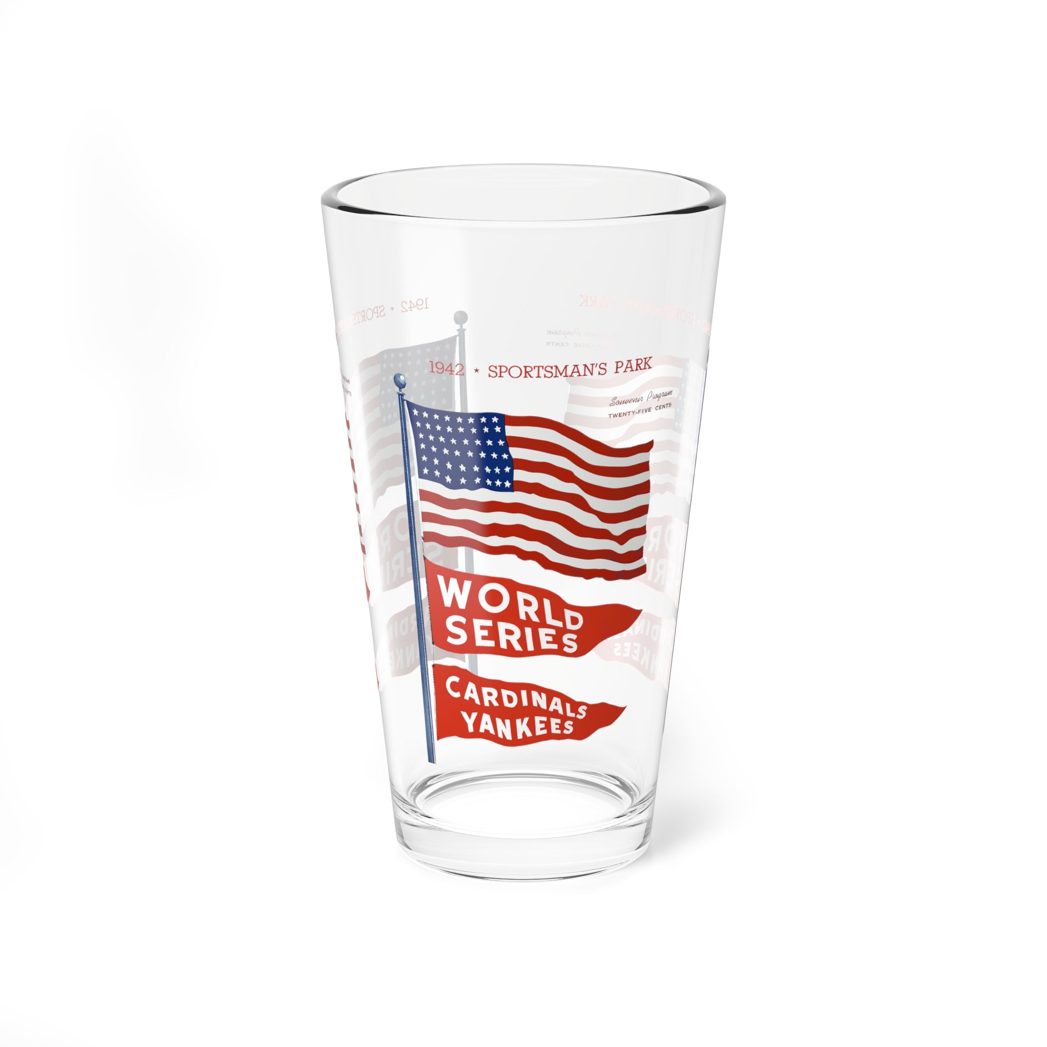 1943 Vintage Baseball World Series - Cardinals - Yankees Program Cover -  Pint Glass, 16oz
