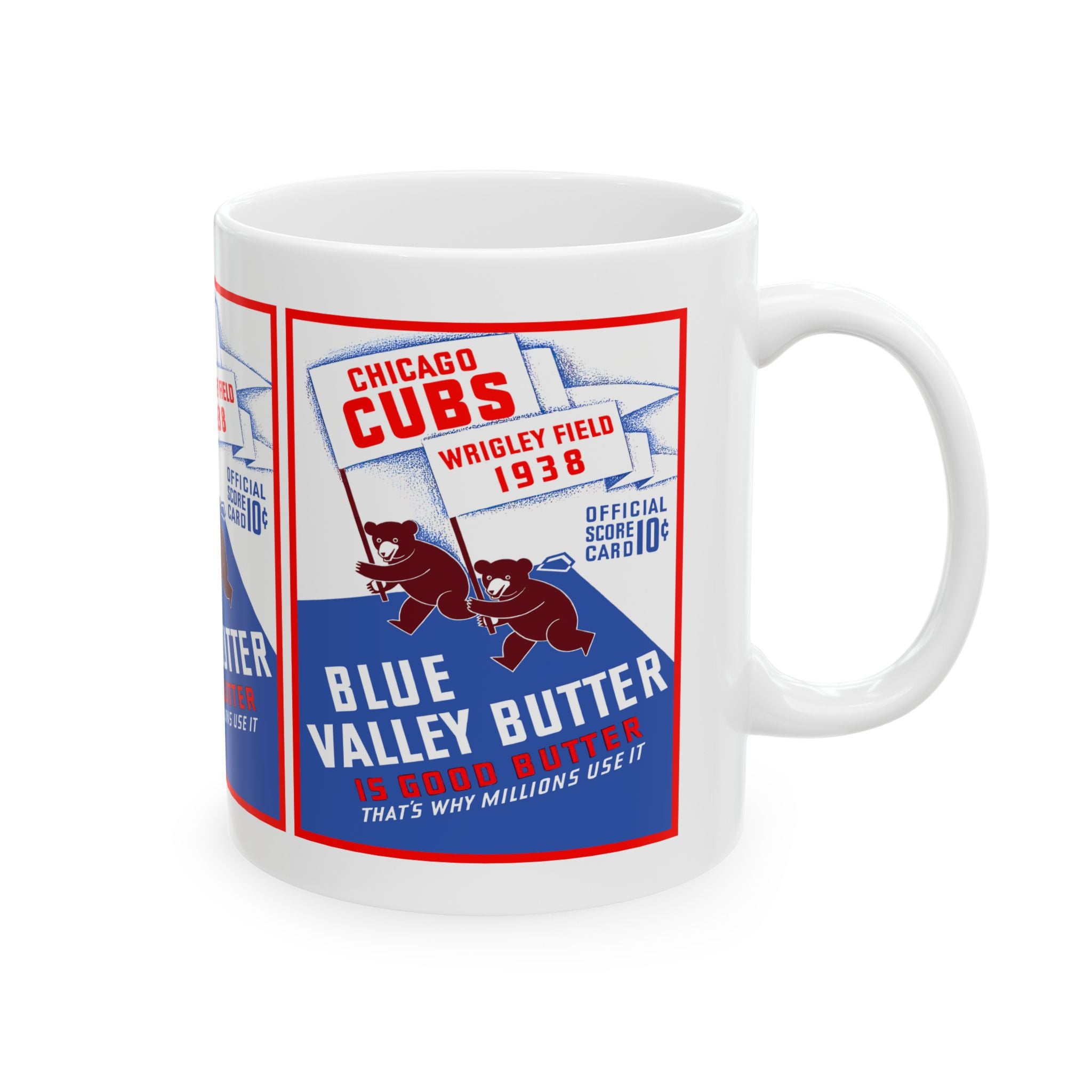 1938 Chicago Cubs Retro 'Blue Valley Butter' Ceramic Mug (11oz & 15oz)