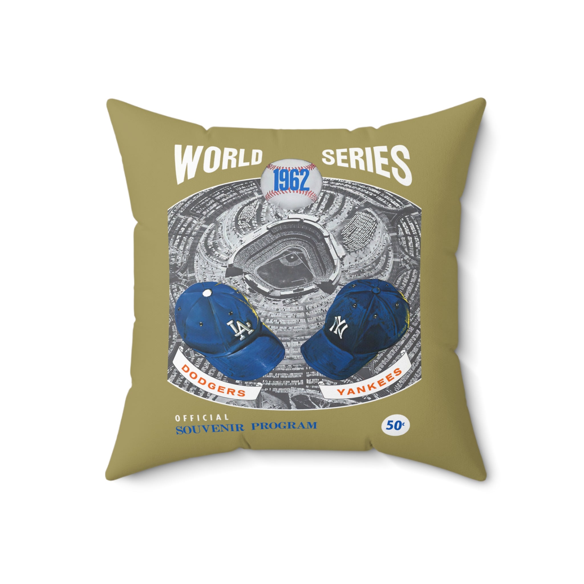 1962 Dodgers vs Yankees Phantom World Series Program Cover Square Indoor Pillow