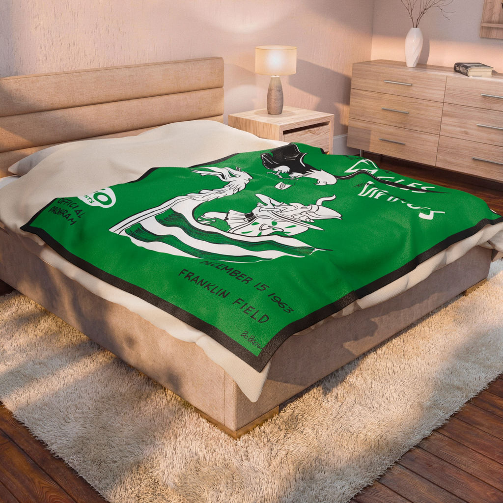 Velveteen Throw Blanket, 1963 Football Minnesota Vikings Philadelphia Eagles, Sports Fan Gift, Game Day Decor, Man Cave Decor