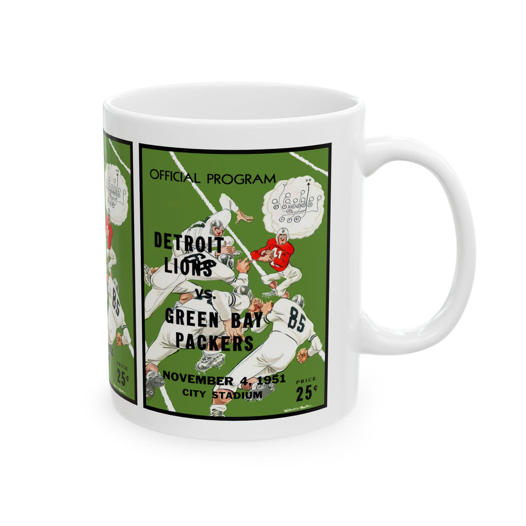 Football Ceramic Mug, 1951 Detroit Lions Green Bay Packers, Sports Fan Gift, Coffee Cup, Tea Mug, Drinkware, Football Memorabilia, Gift for