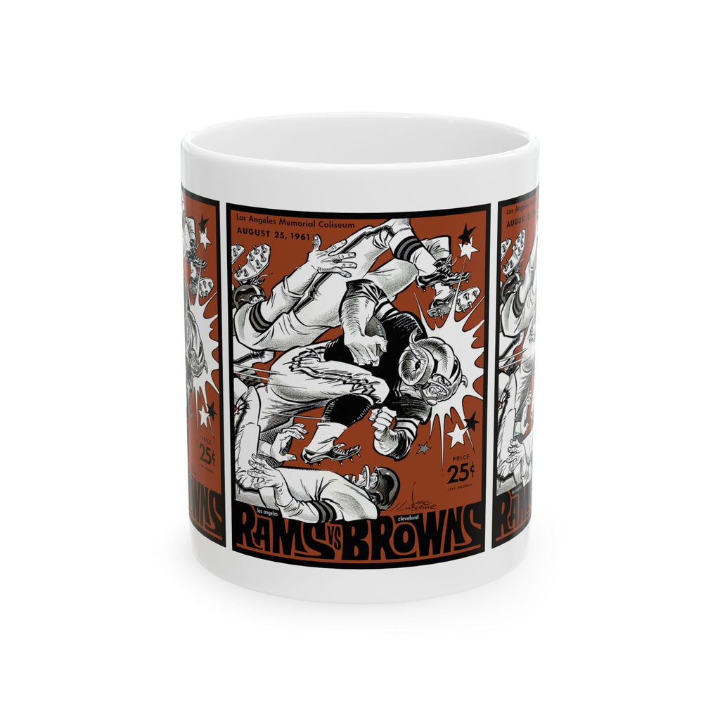 Vintage Football Poster Ceramic Mug — Rams vs Browns Retro Game Program Cover (11oz, 15oz)