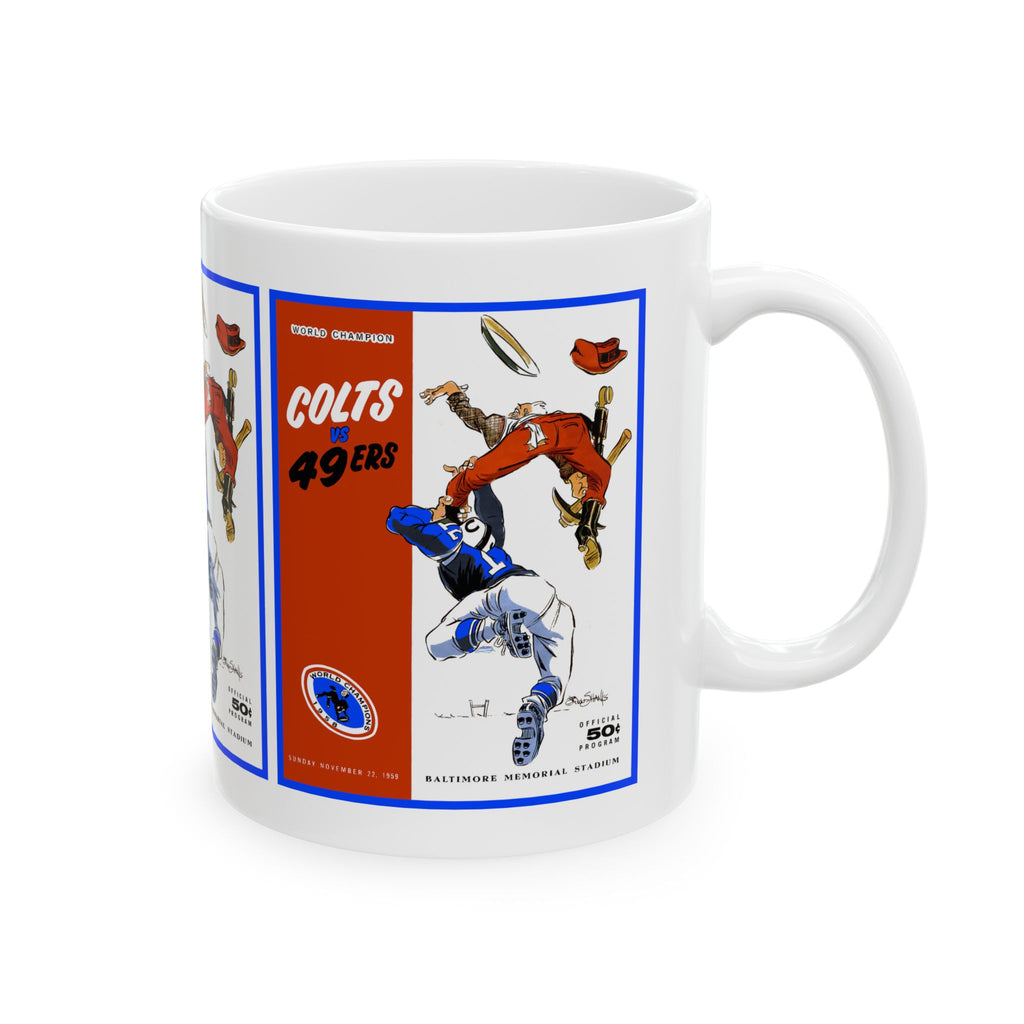 Football Ceramic Mug, 1959 San Francisco 49ers - Baltimore Colts, Sports Fan Gift, Coffee Cup, Tea Mug, Gift for Him