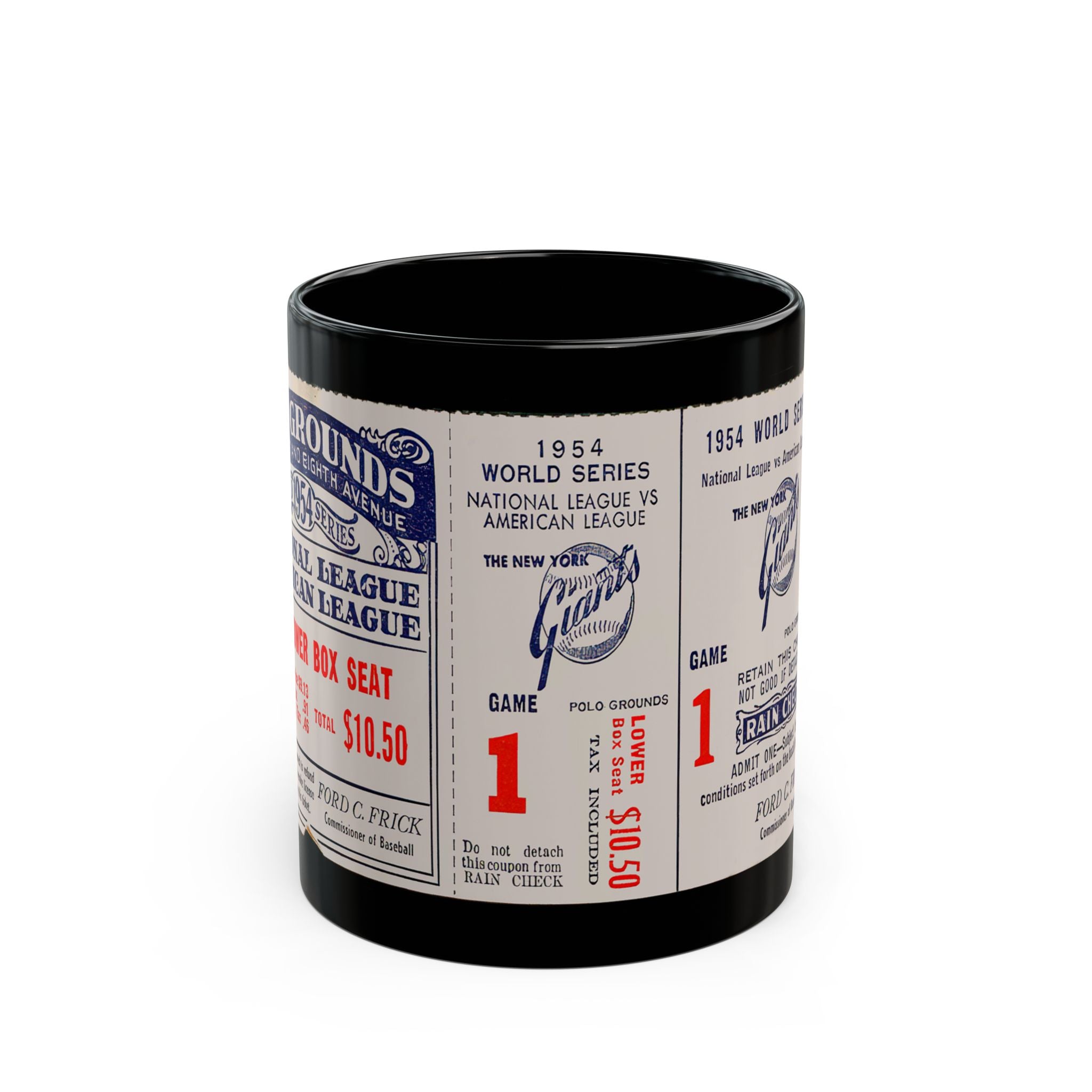 Mug, 1954 Baseball World Series Ticket - Polo Grounds-New York Giants Cleveland Willie Mays Catch, Gift for Baseball Fans, Vintage Sports