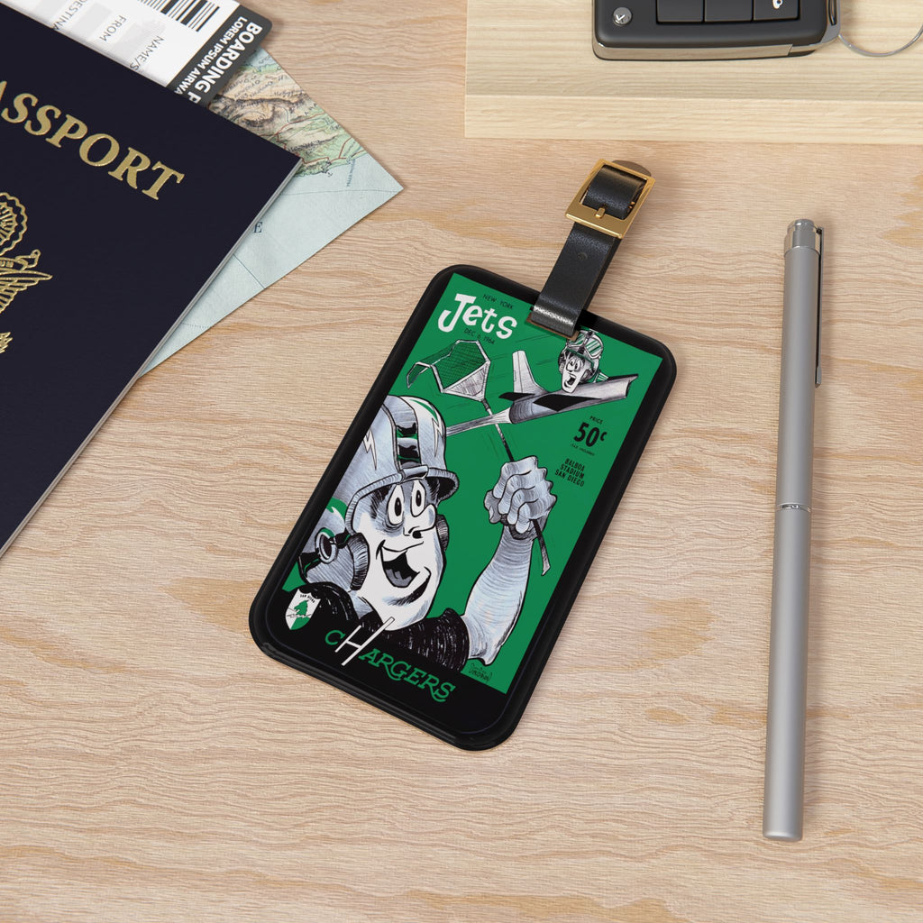 1964 Football Jets Chargers Luggage Tag | Retro Football Travel ID
