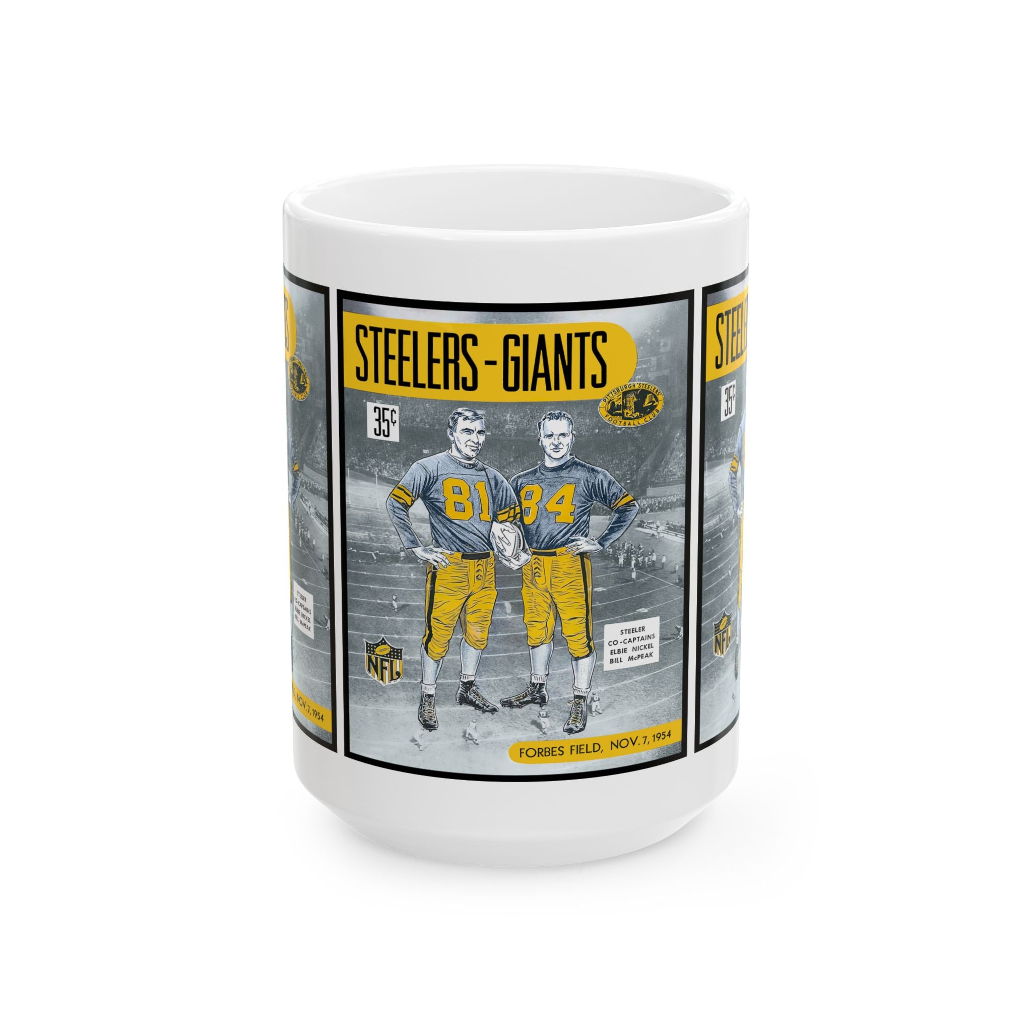 1954 Football Giants vs Steelers Ceramic Mug — Vintage Game Day Coffee Cup (11oz, 15oz)