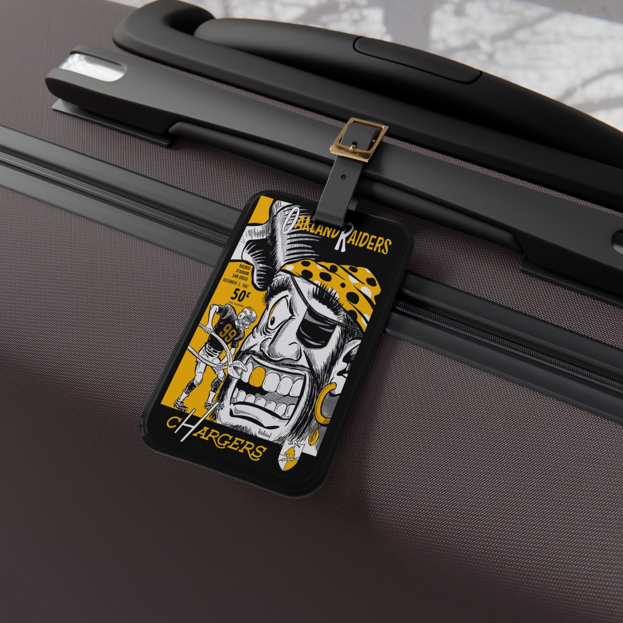 Vintage 1962 Oakland vs San Diego Football Luggage Tag