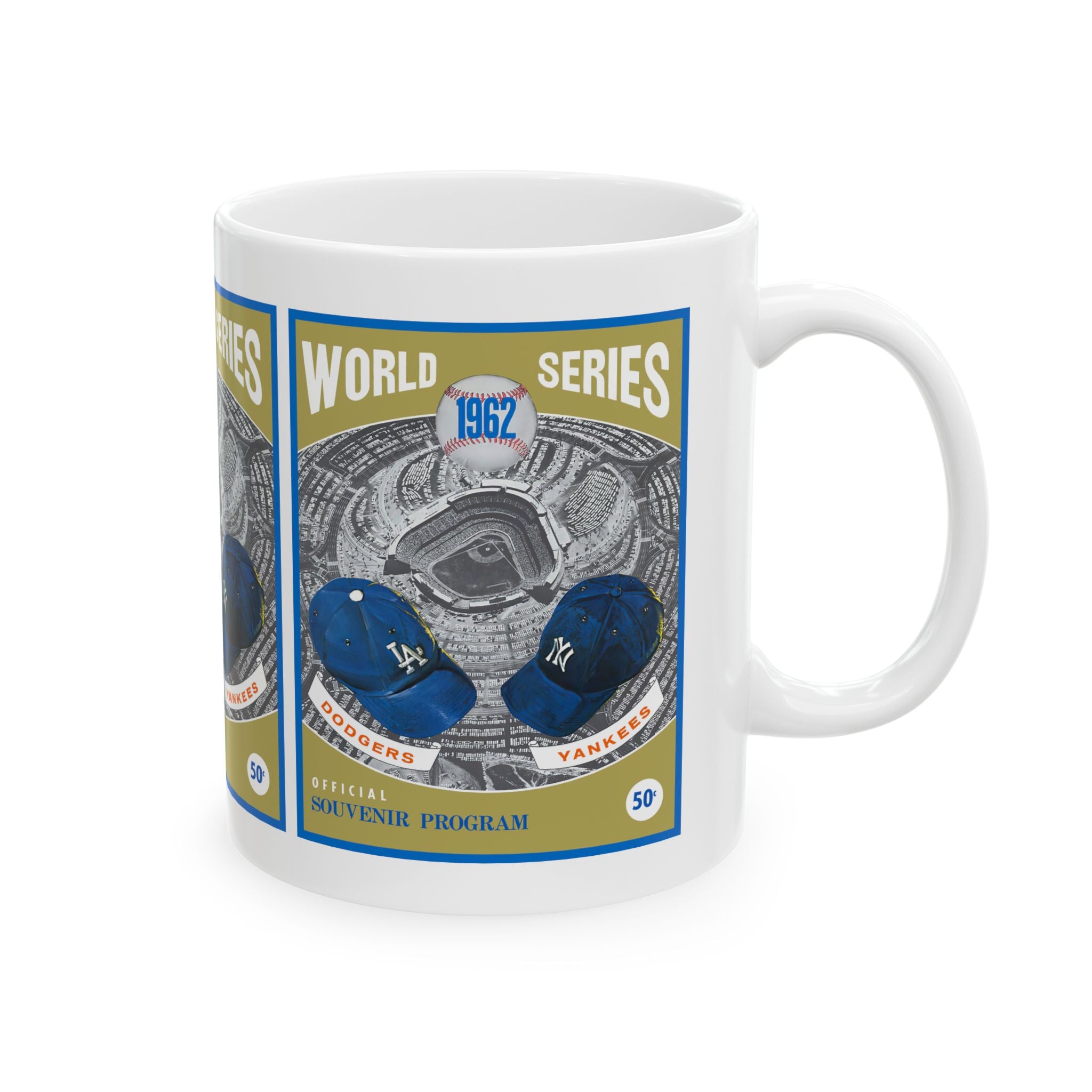 1962 Dodgers vs Yankees Baseball World Series Ceramic Mug — Phantom Program Cover (11oz, 15oz)
