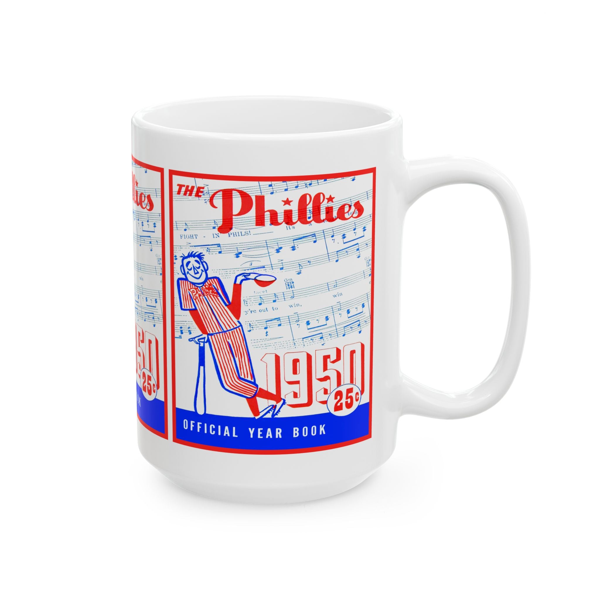 Vintage 1950 Philadelphia Phillies Baseball Ceramic Mug, Sports Fan Gift, Coffee Cup, Baseball Team Memorabilia, Baseball Collector's Item,