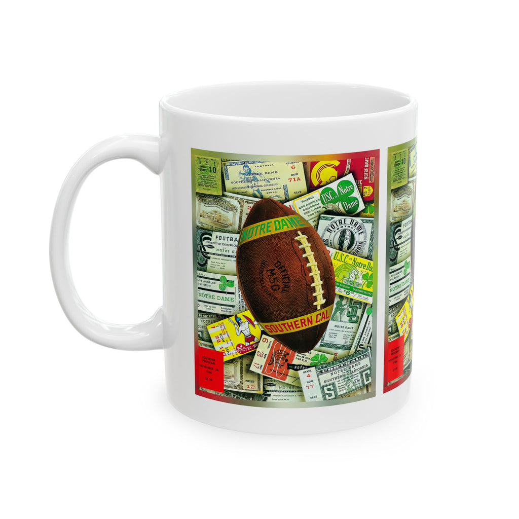 1966 Vintage USC Trojans - Notre Dame Fighting Irish Football Program Cover - Ceramic Mug, 11oz